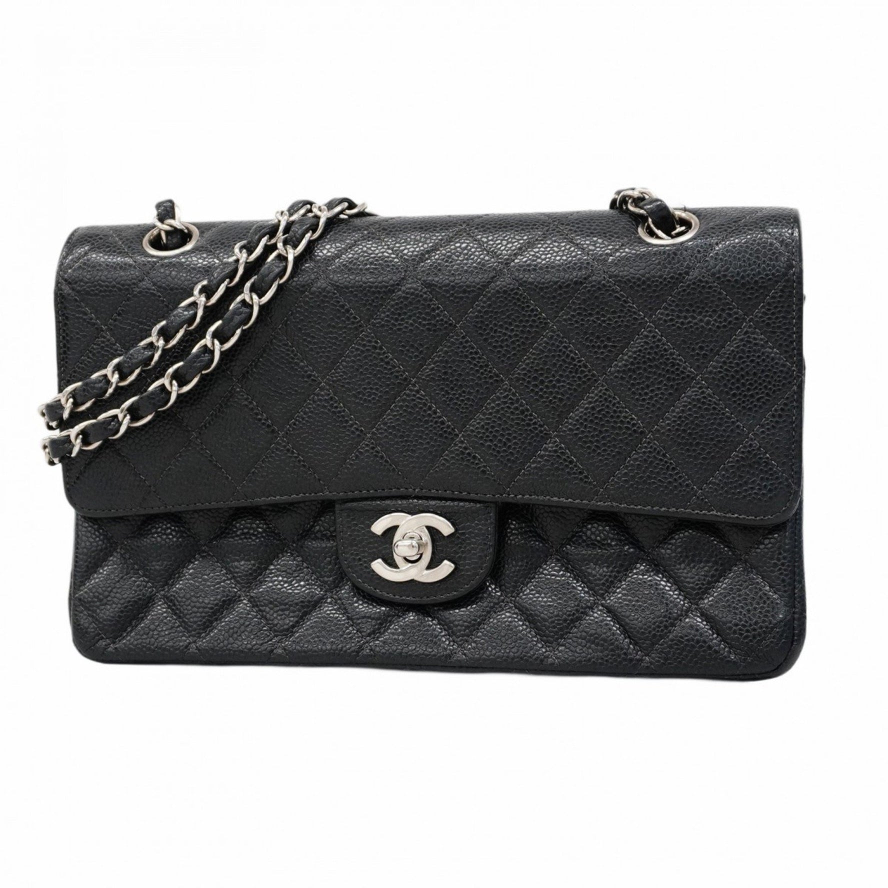 Chanel Matelasse Shoulder Bag with Double Flap and Chain, Caviar Leather