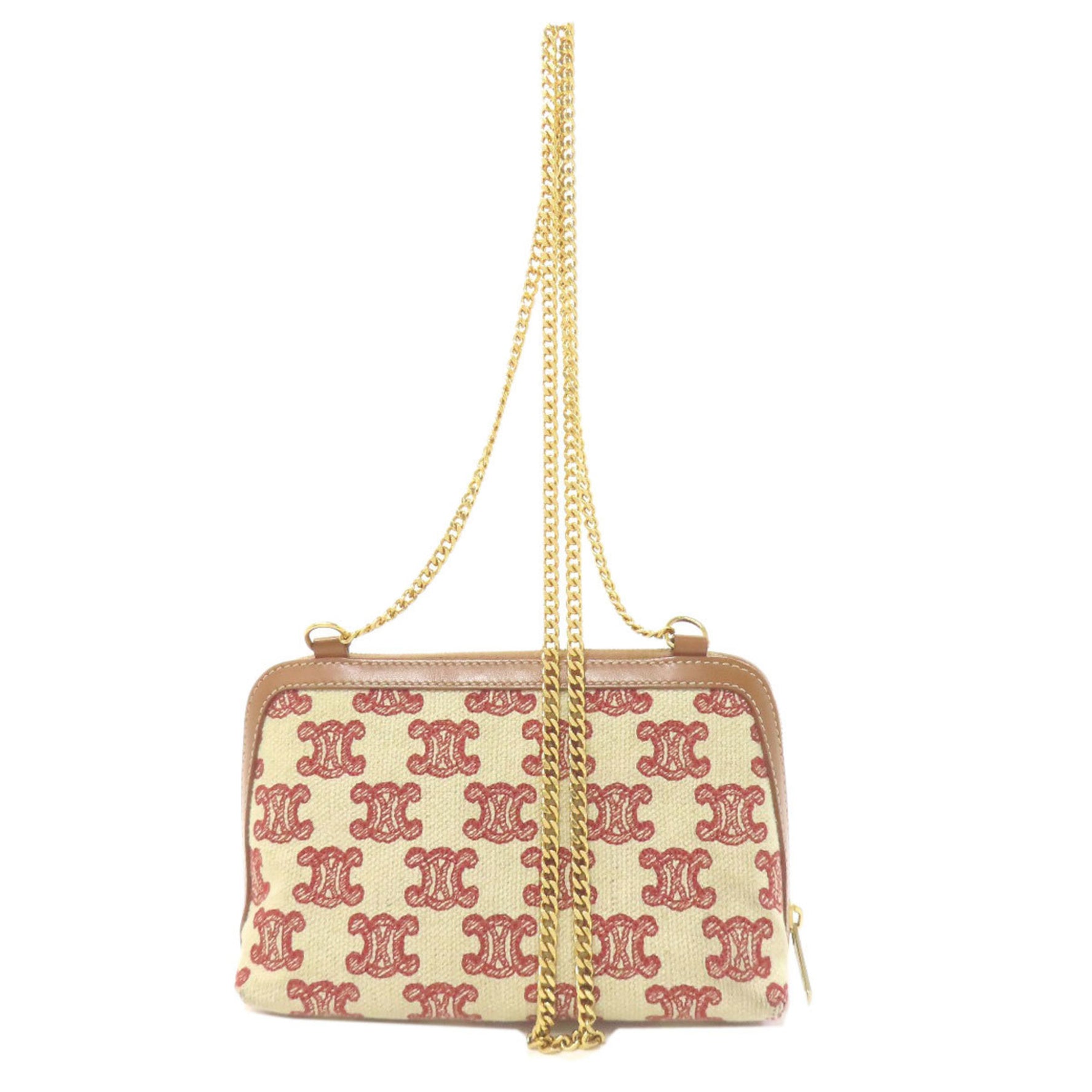 CELINE Triomphe clutch shoulder bag canvas leather