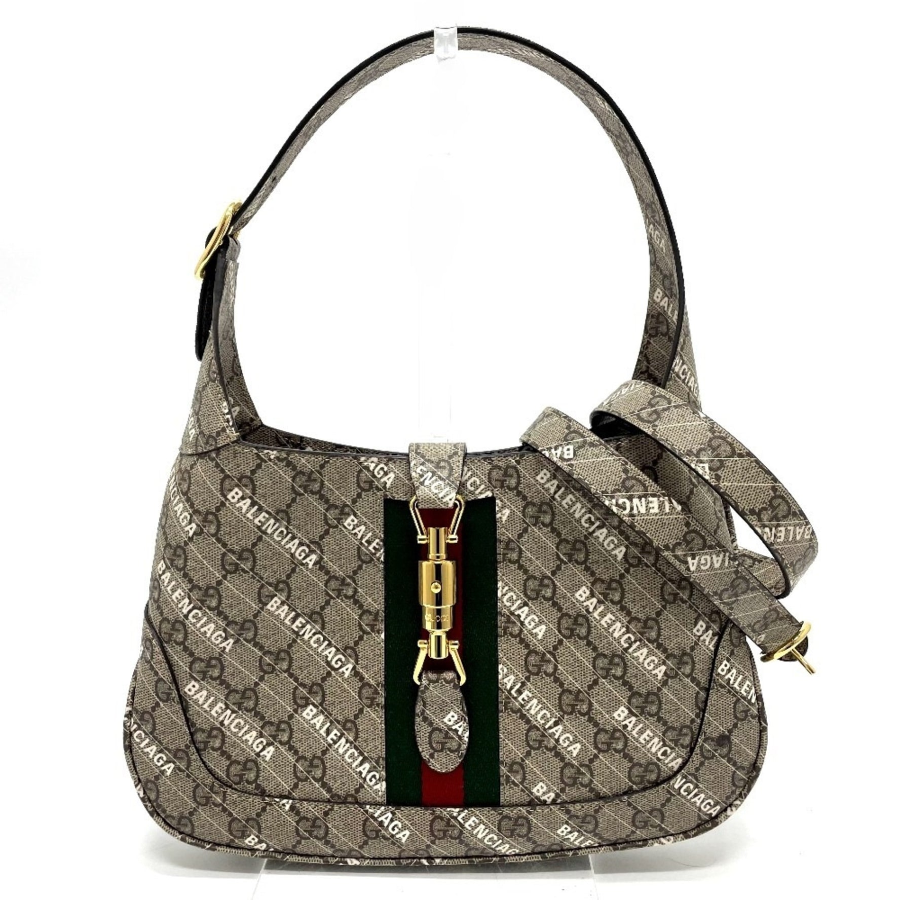 GUCCI Balenciaga The Hacker Project Jackie 1961 Handbag in GG Supreme Canvas, Like New