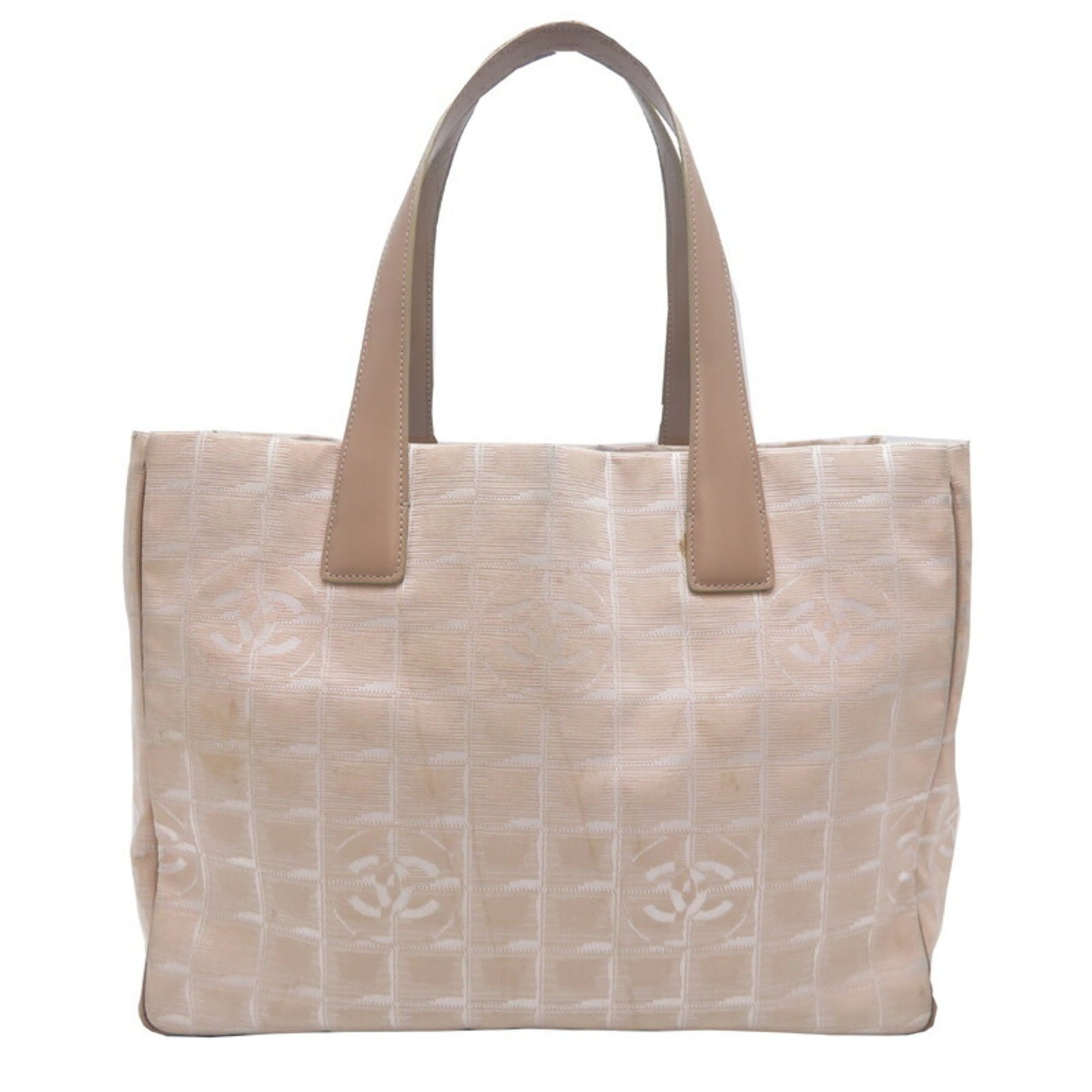 Chanel New Travel Line MM Women's Tote Bag Nylon Beige