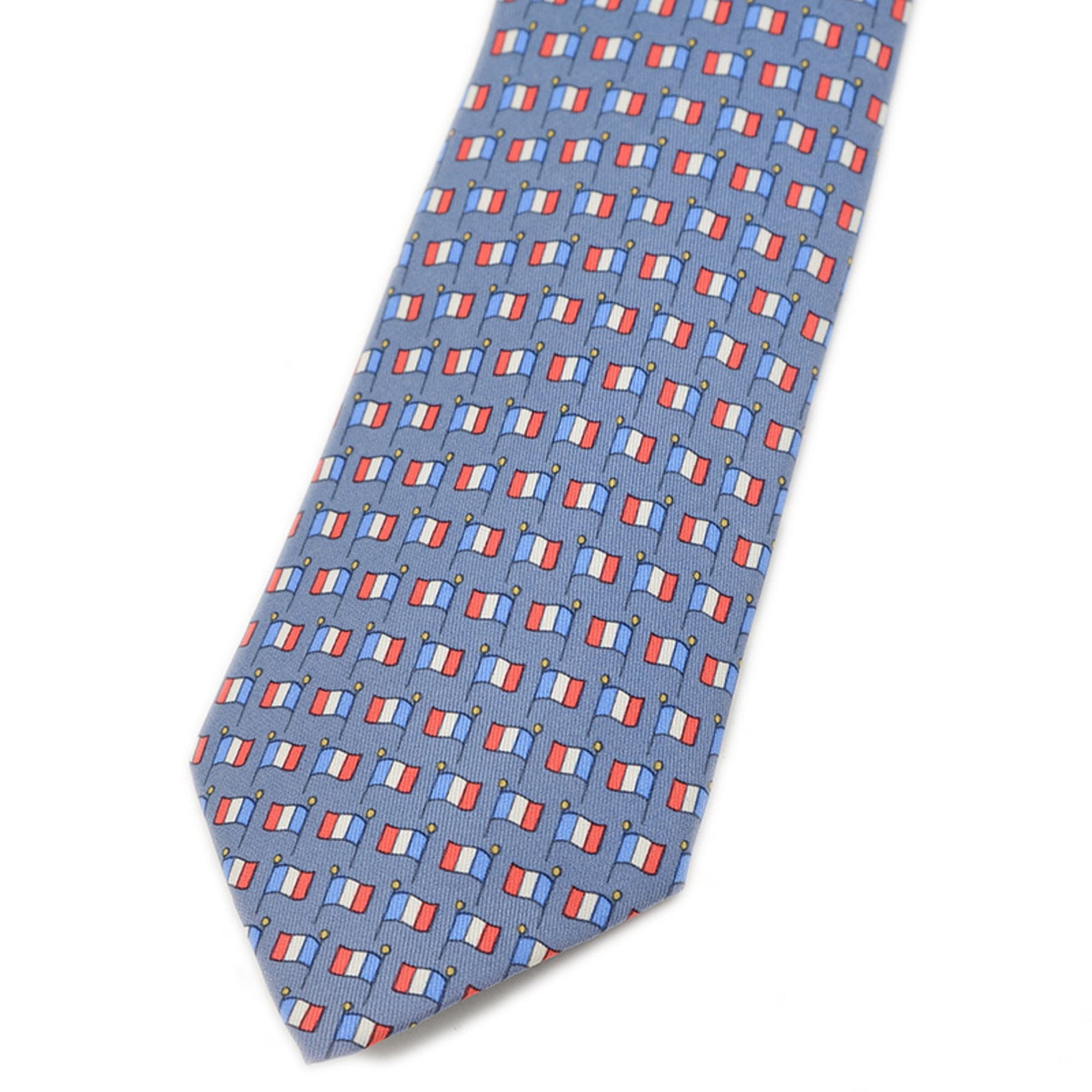 Hermes tie French flag blue silk