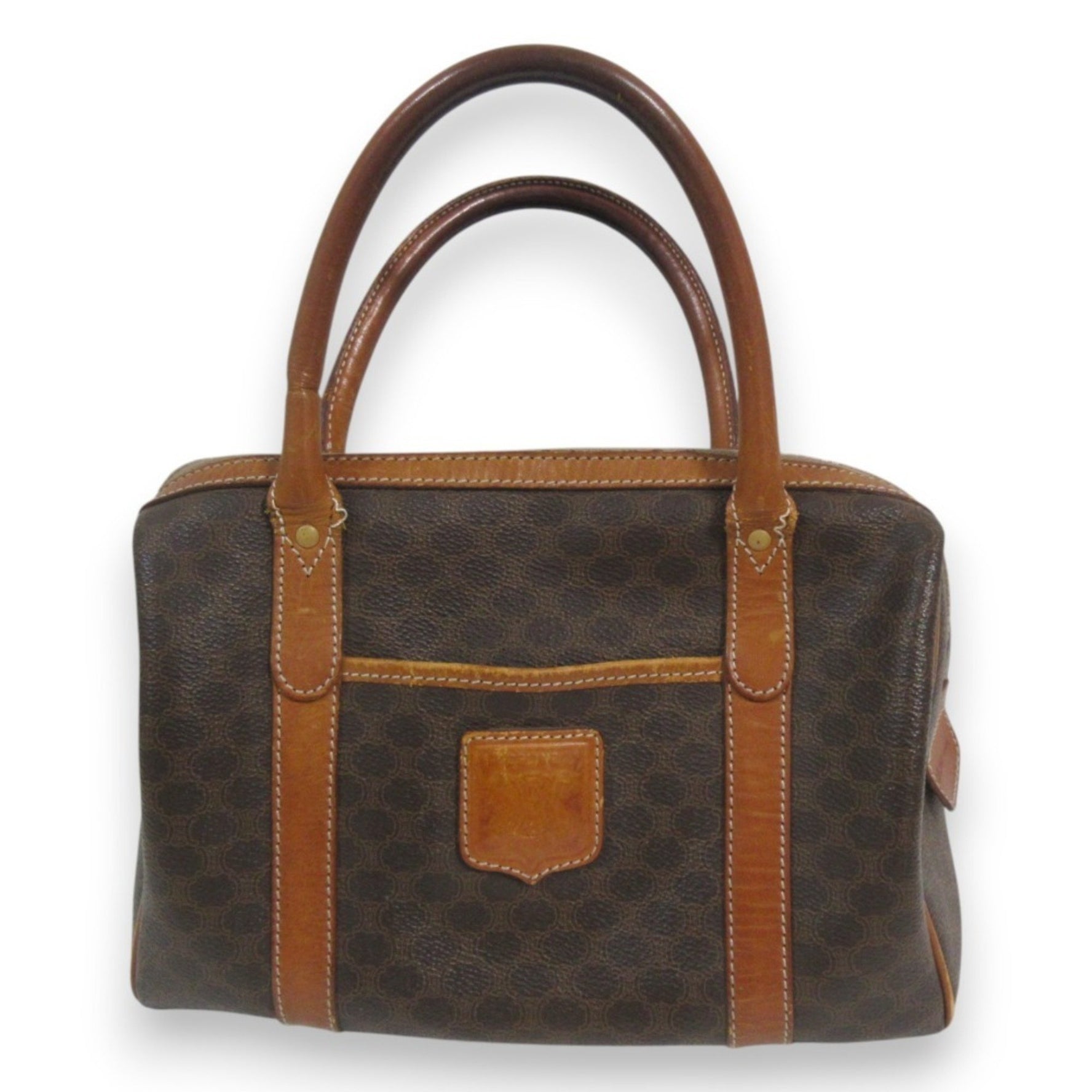CELINE Vintage Macadam Leather Mini Boston Bag Handbag