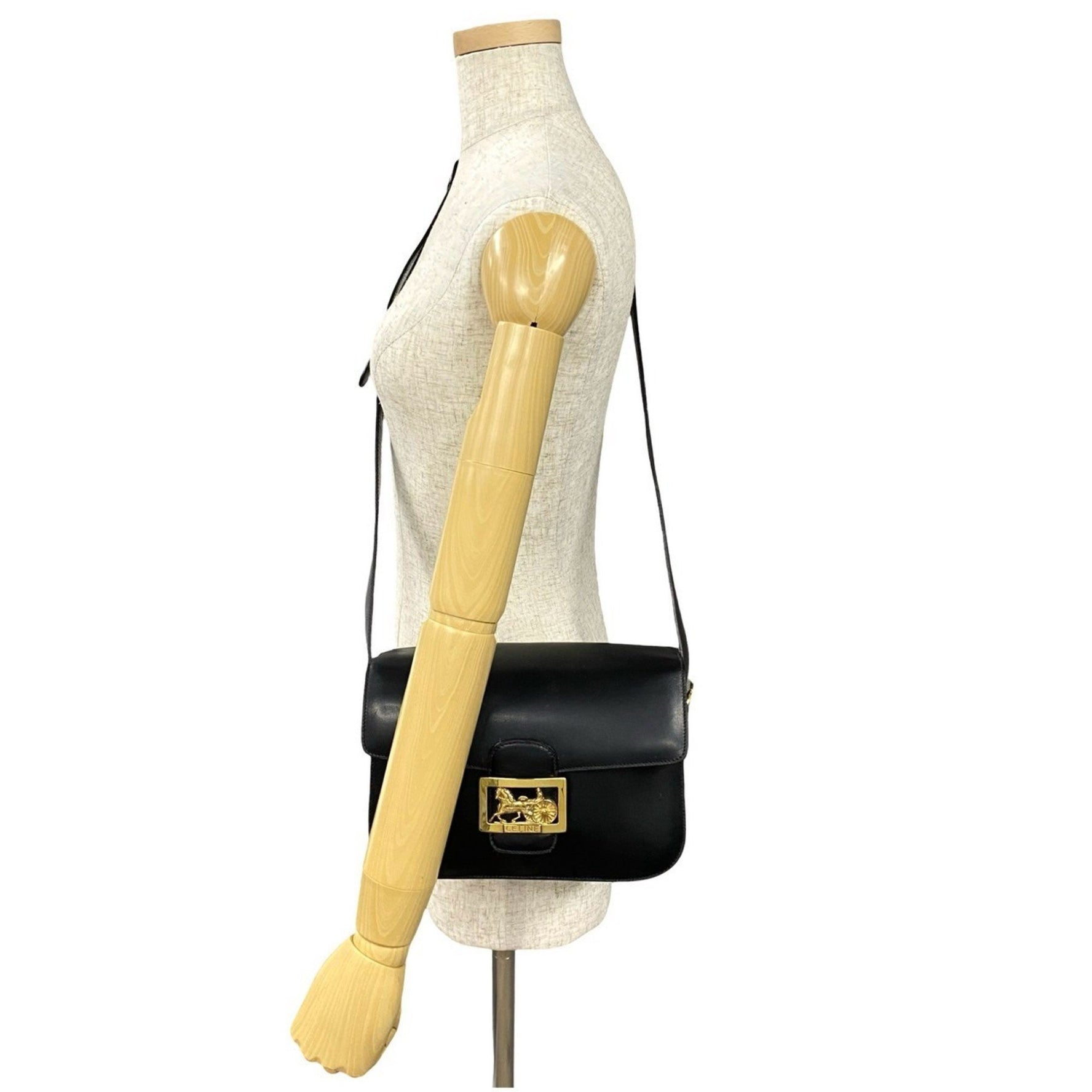 CELINE Horse-Drawn Carriage Hardware Calfskin Leather Shoulder Bag/Pochette/Sacoche in
