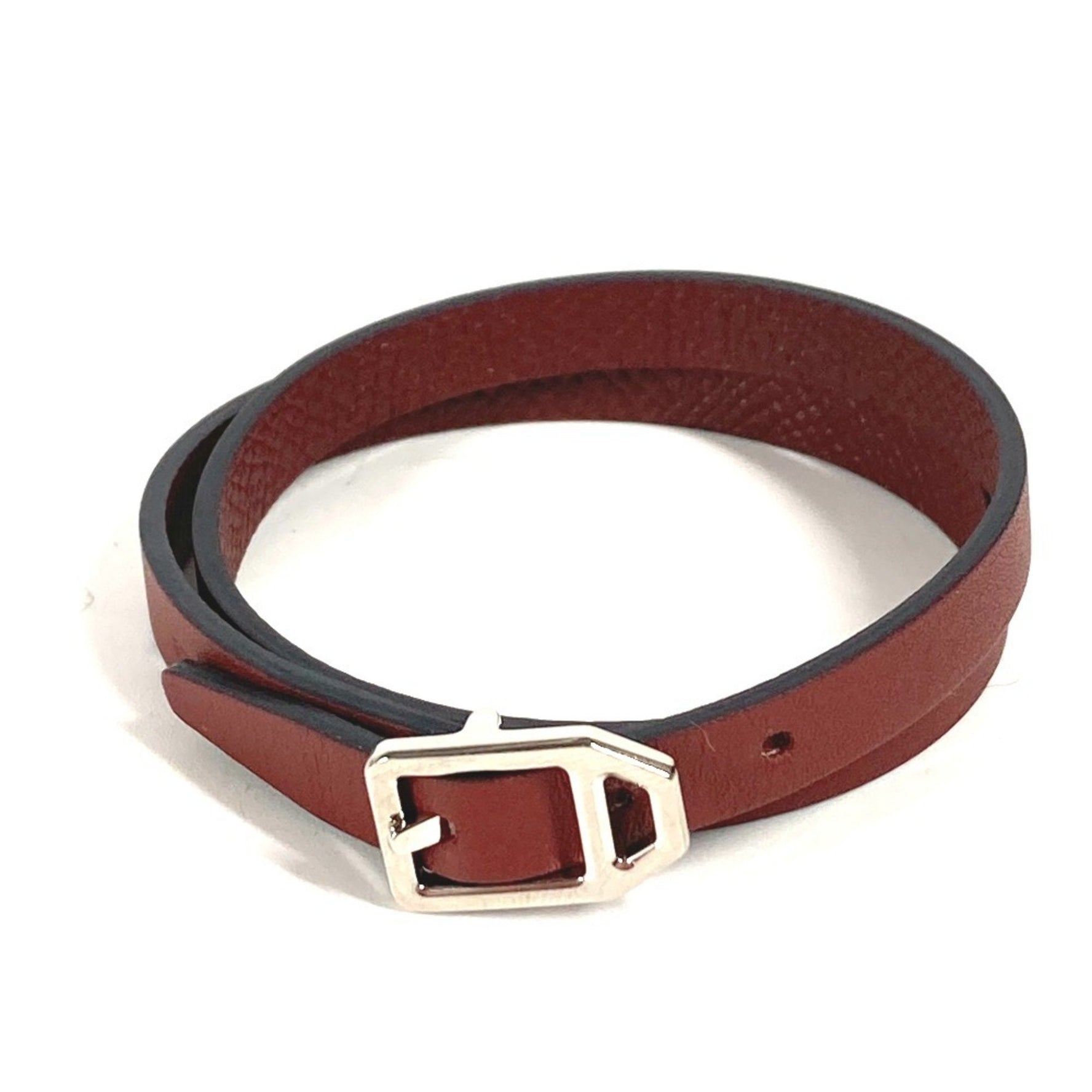 HERMES Paddock Double Tour Bracelet, Women's Leather Brown