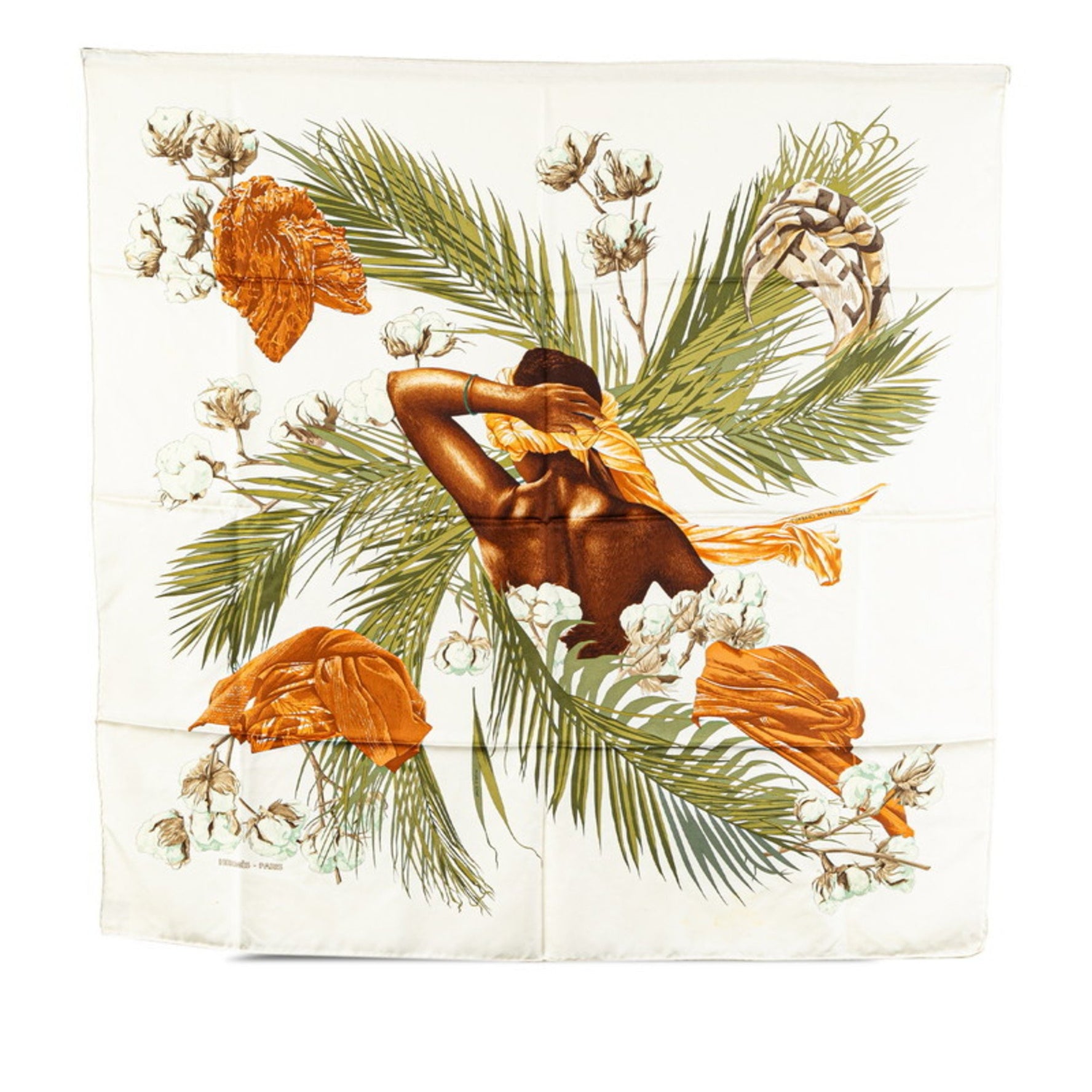 Hermes Carre 90 TURBANS DES REINES Princess Turban Scarf Muffler White Multicolor Silk Women's HERMES