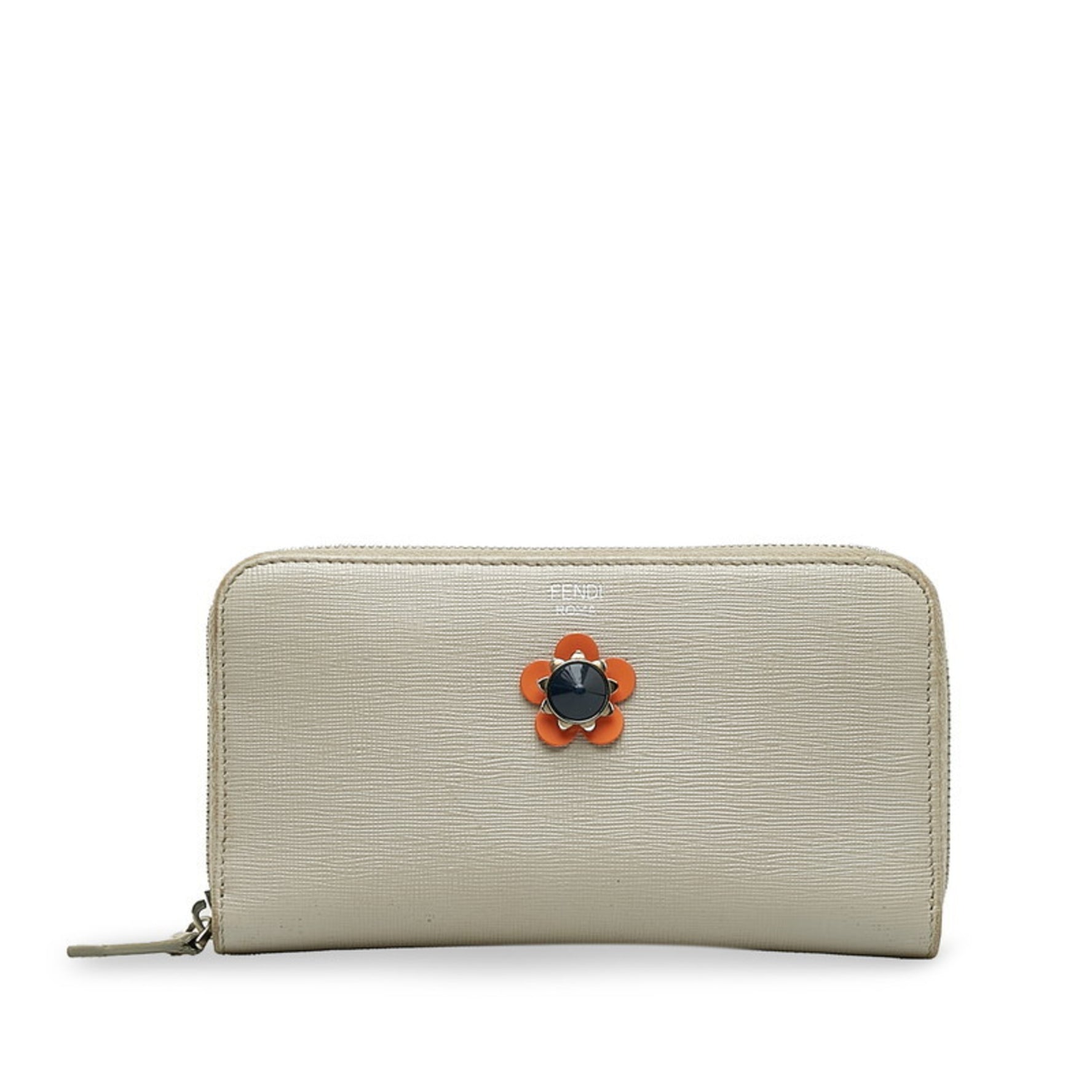 FENDI Flower Round Long Wallet Leather
