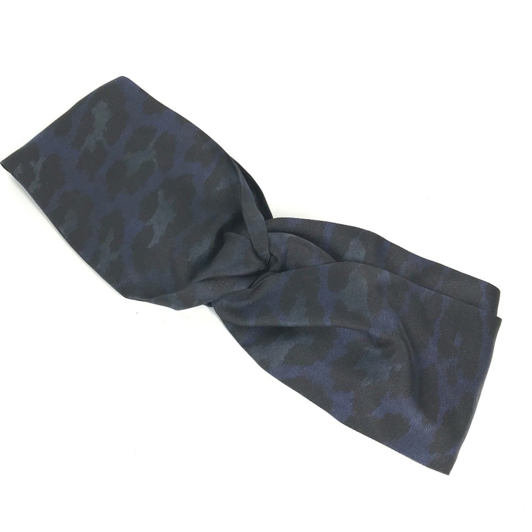 Christian Dior Dior Leopard Print Headband Hair Silk Blue