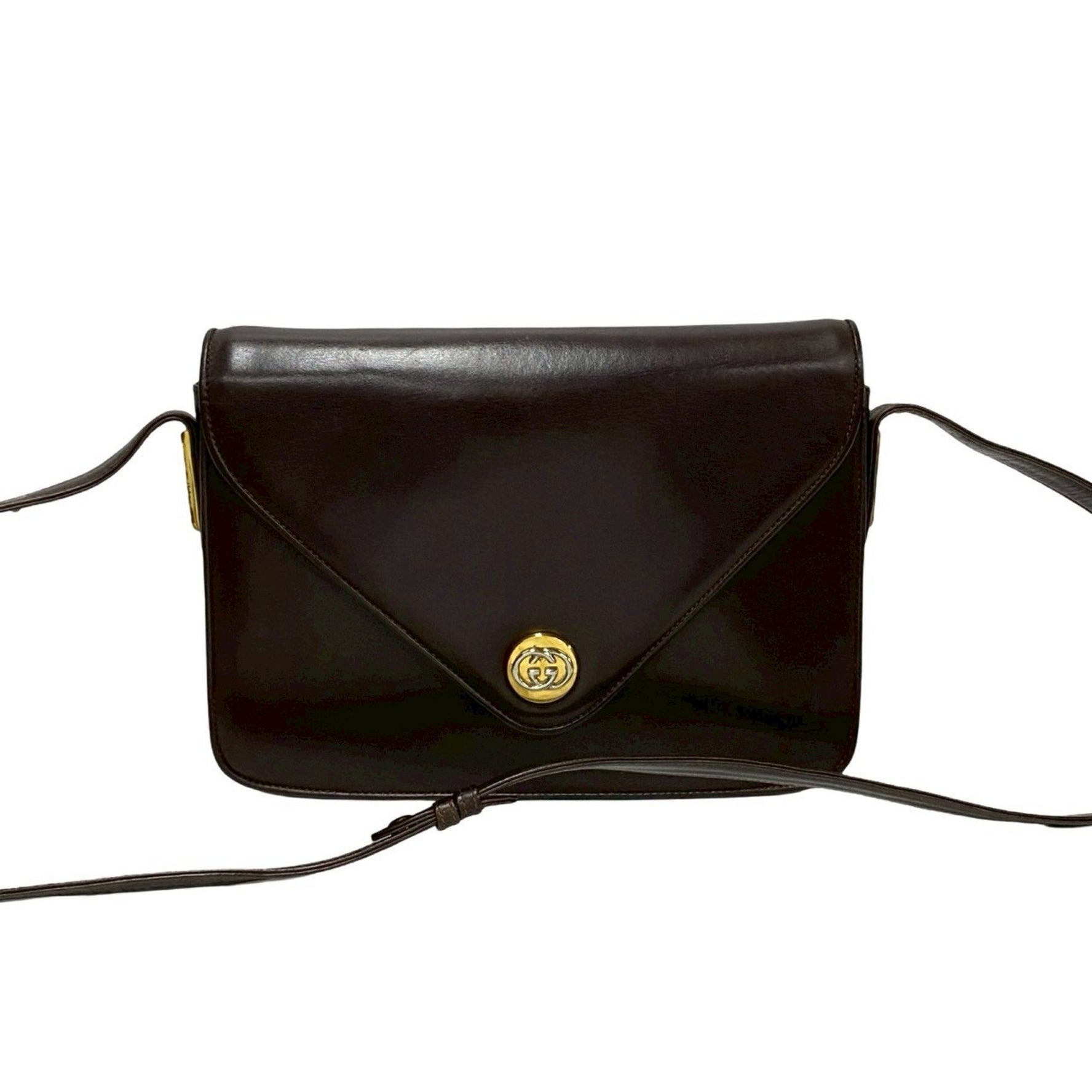 GUCCI Vintage GG Logo Metal Leather Semi-Shoulder Bag/Handbag