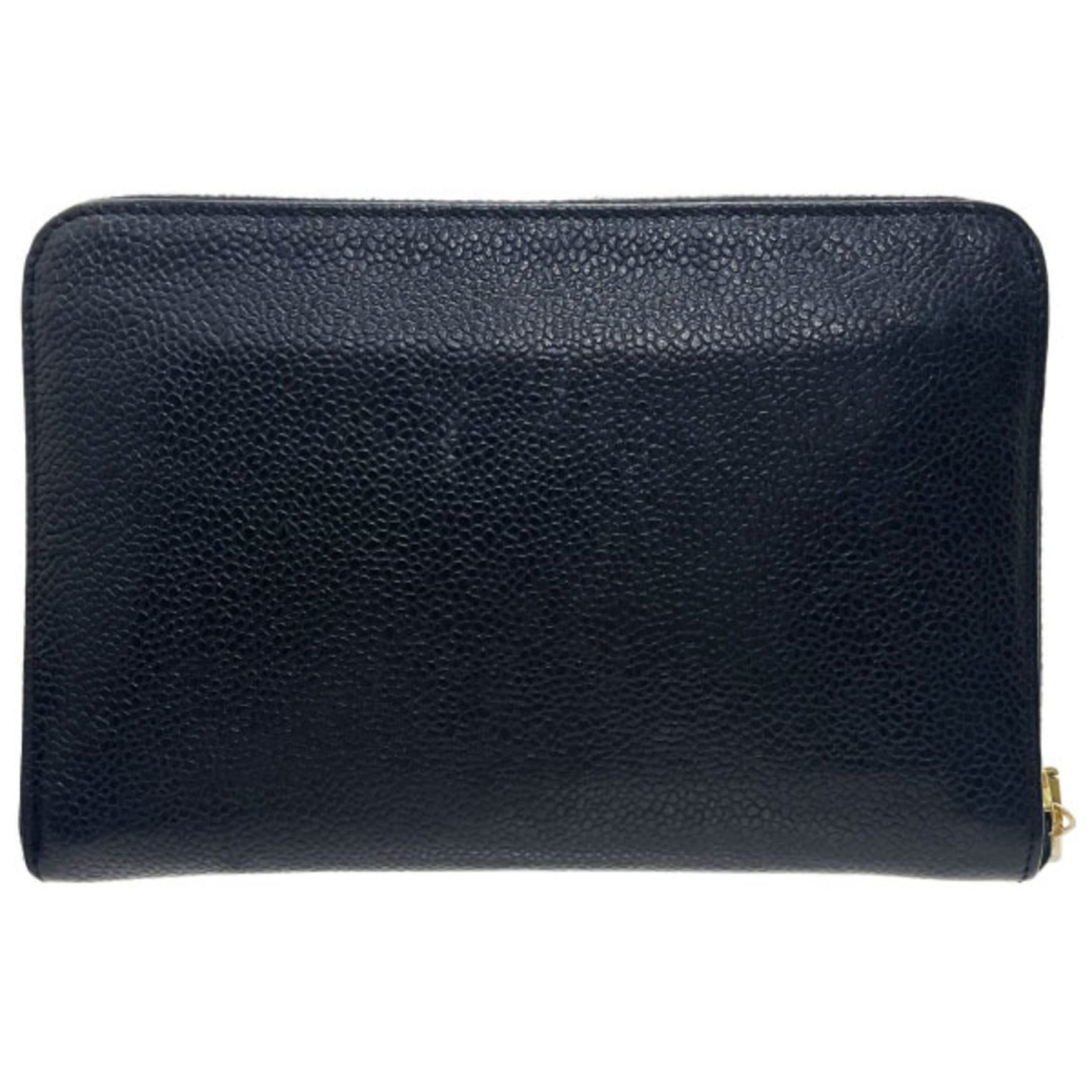 CHANEL Coco Mark Round Long Wallet in Caviar Leather, CC