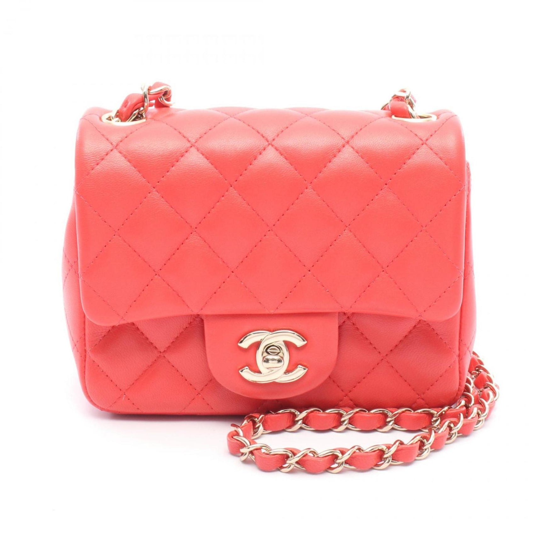 CHANEL Mini Matelasse Shoulder Bag Leather Women's Red A35200