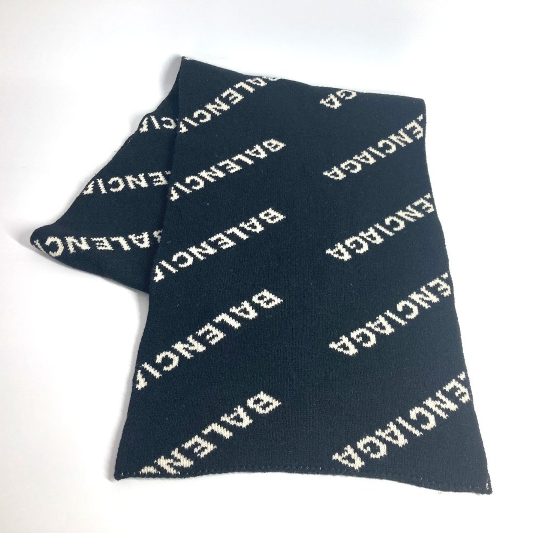 BALENCIAGA Logo Two-Tone Wool Scarf in Black for Men and Women