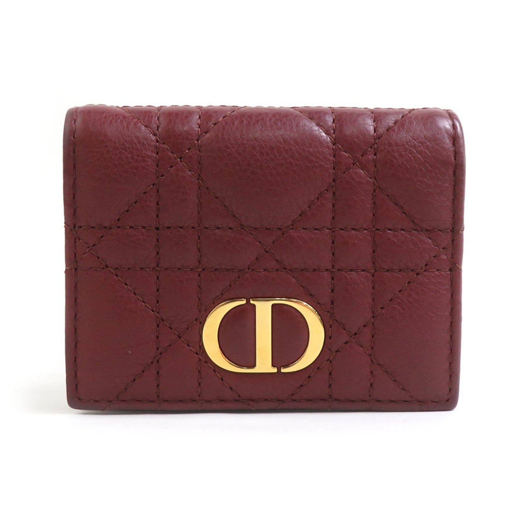 Christian Dior Tri-fold Wallet, Leather, Bordeaux, Women's, 56304g