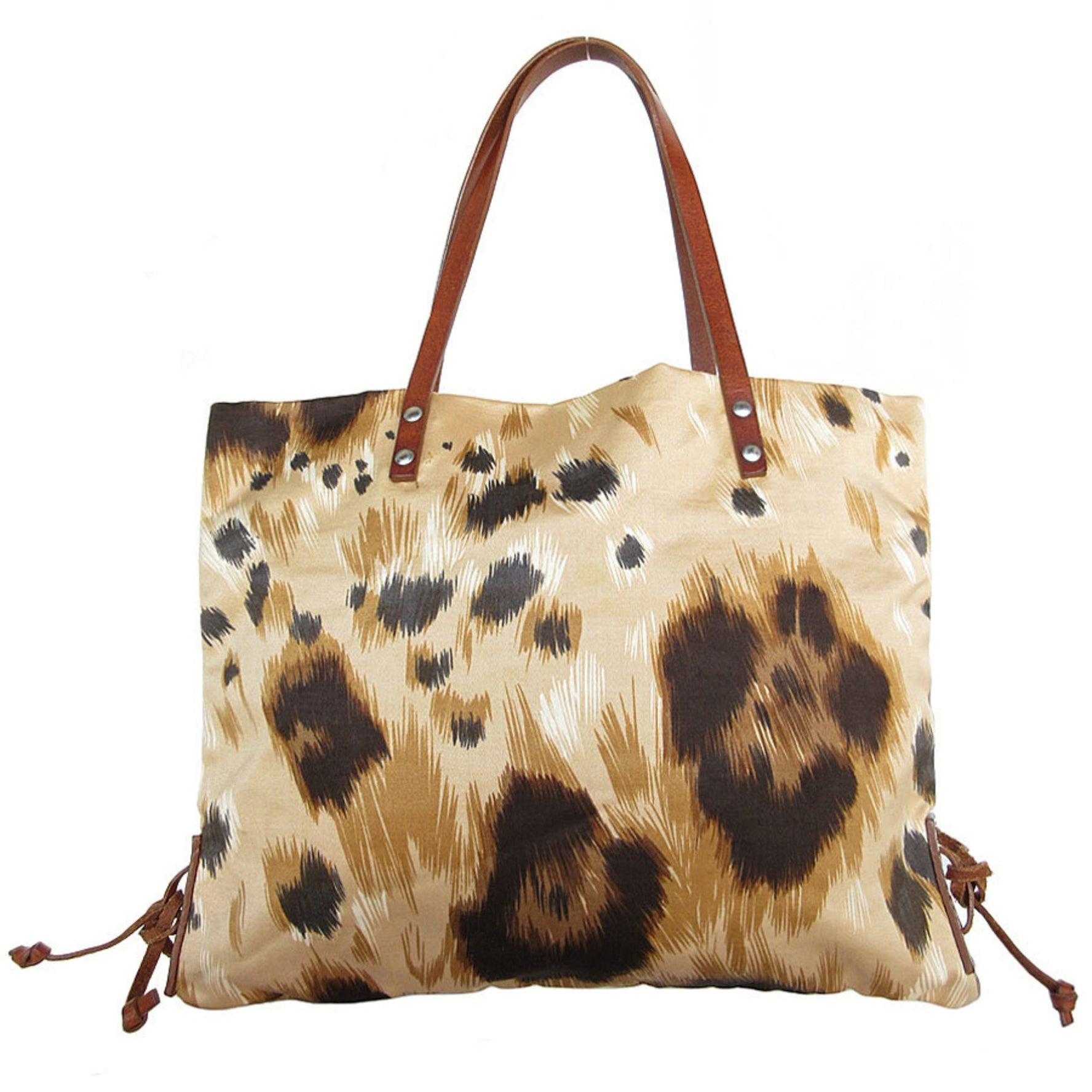 Valentino Garavani handbag leopard canvas leather brown beige