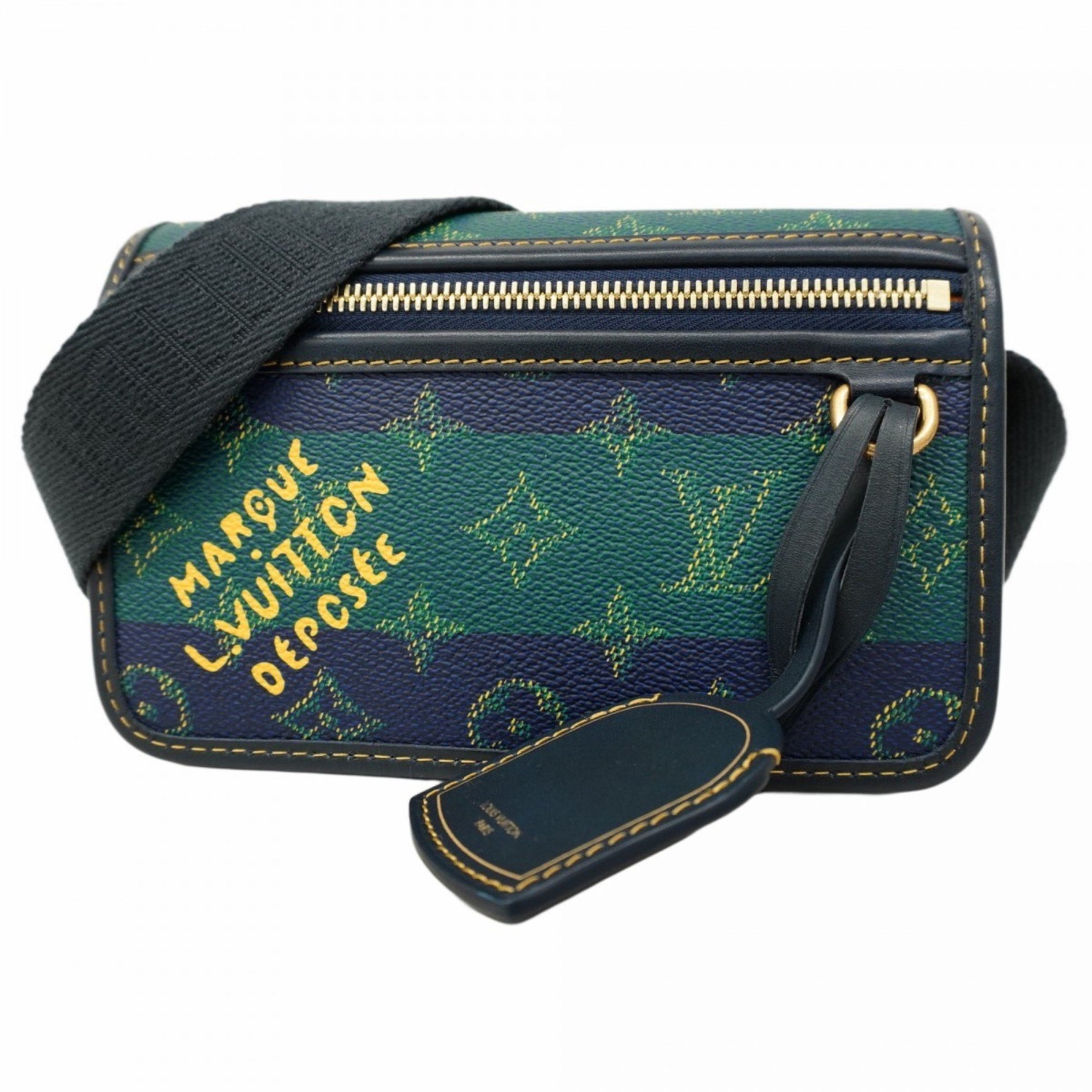 Louis Vuitton Monogram Heritage Bosphor Wearable Wallet Shoulder Bag Navy Green
