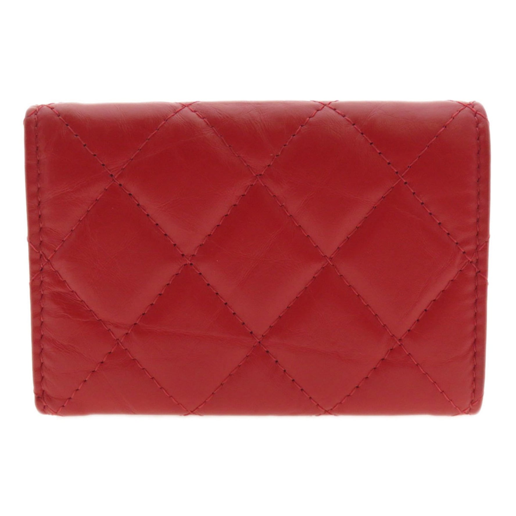 CHANEL Tri-fold Compact Wallet Matelasse Bi-fold Calfskin Women's