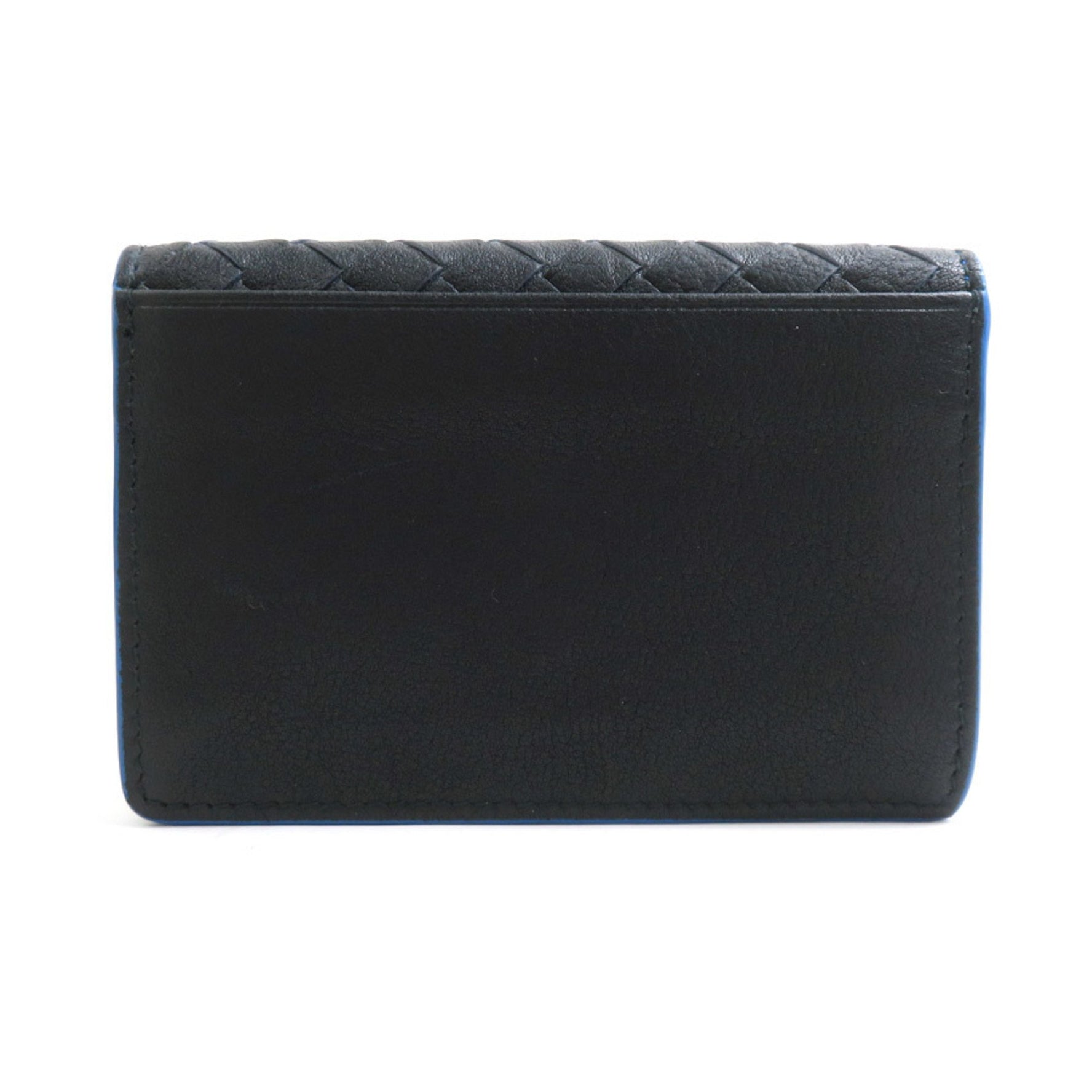 Bottega Veneta Business Card Holder/Card Case Intrecciato Leather Navy x Blue