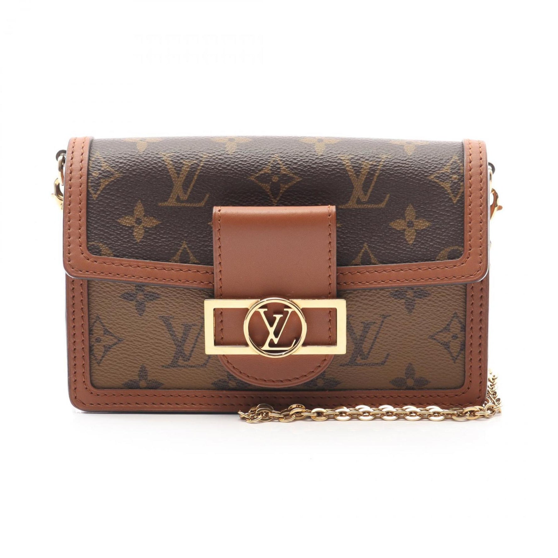 Louis Vuitton Portefeuille Dauphine Monogram Reverse Shoulder Bag, Coated Canvas and Leather, Brown Beige