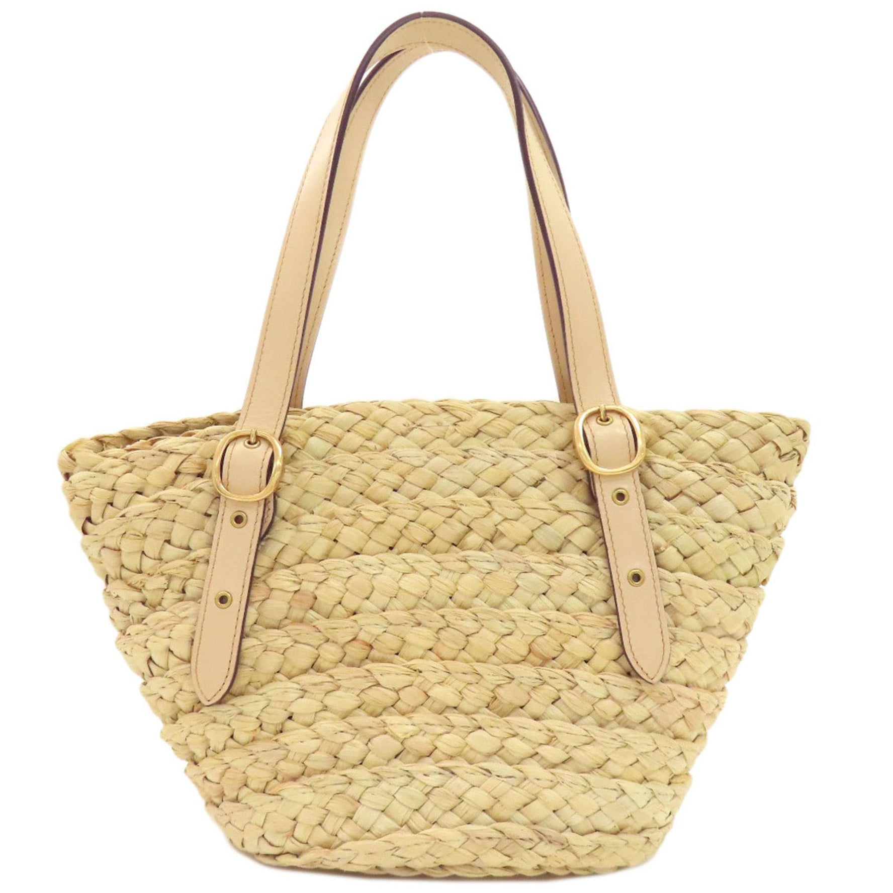 Coach Logo Handbag Raffia/Leather