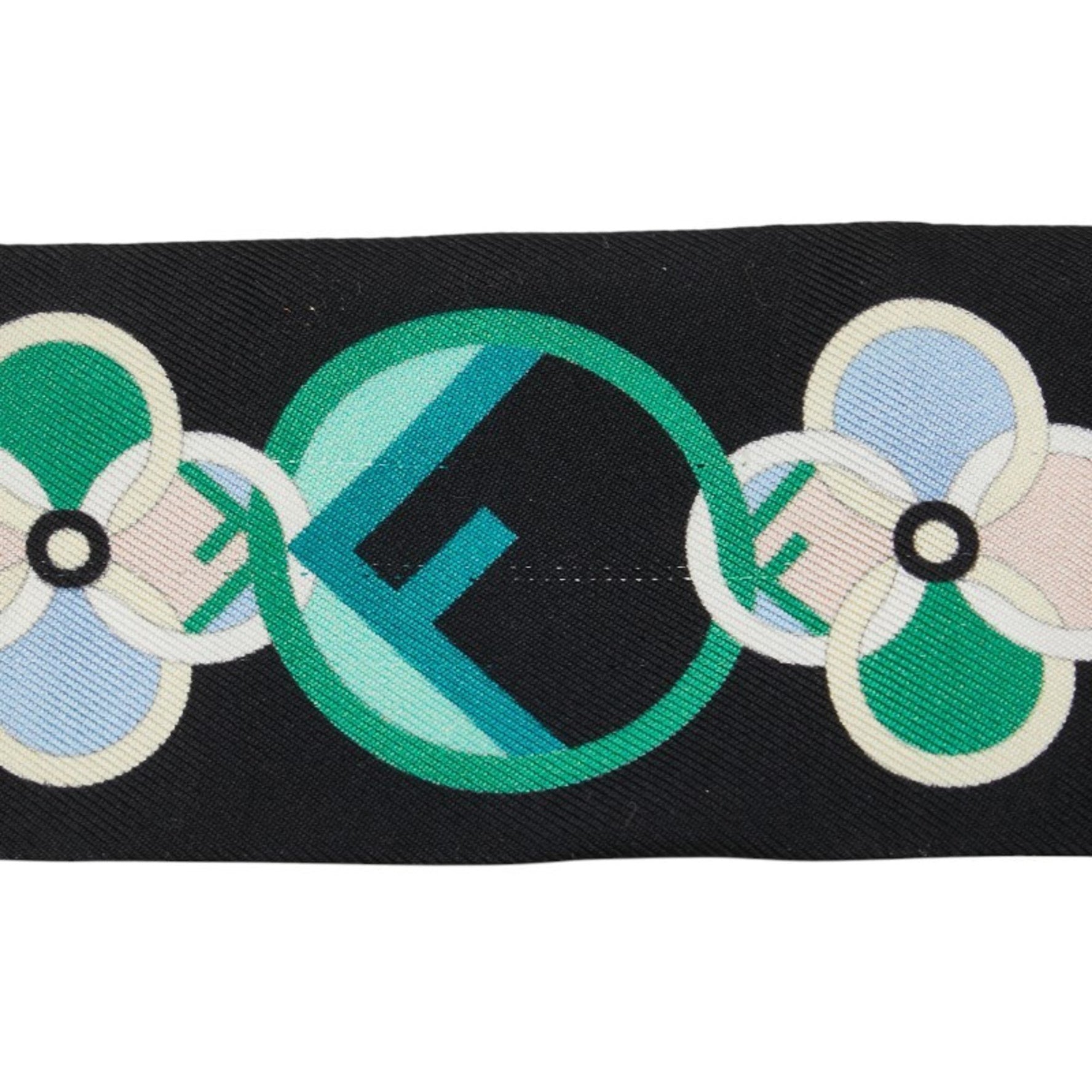 Fendi Rappy F logo scarf, black and green silk