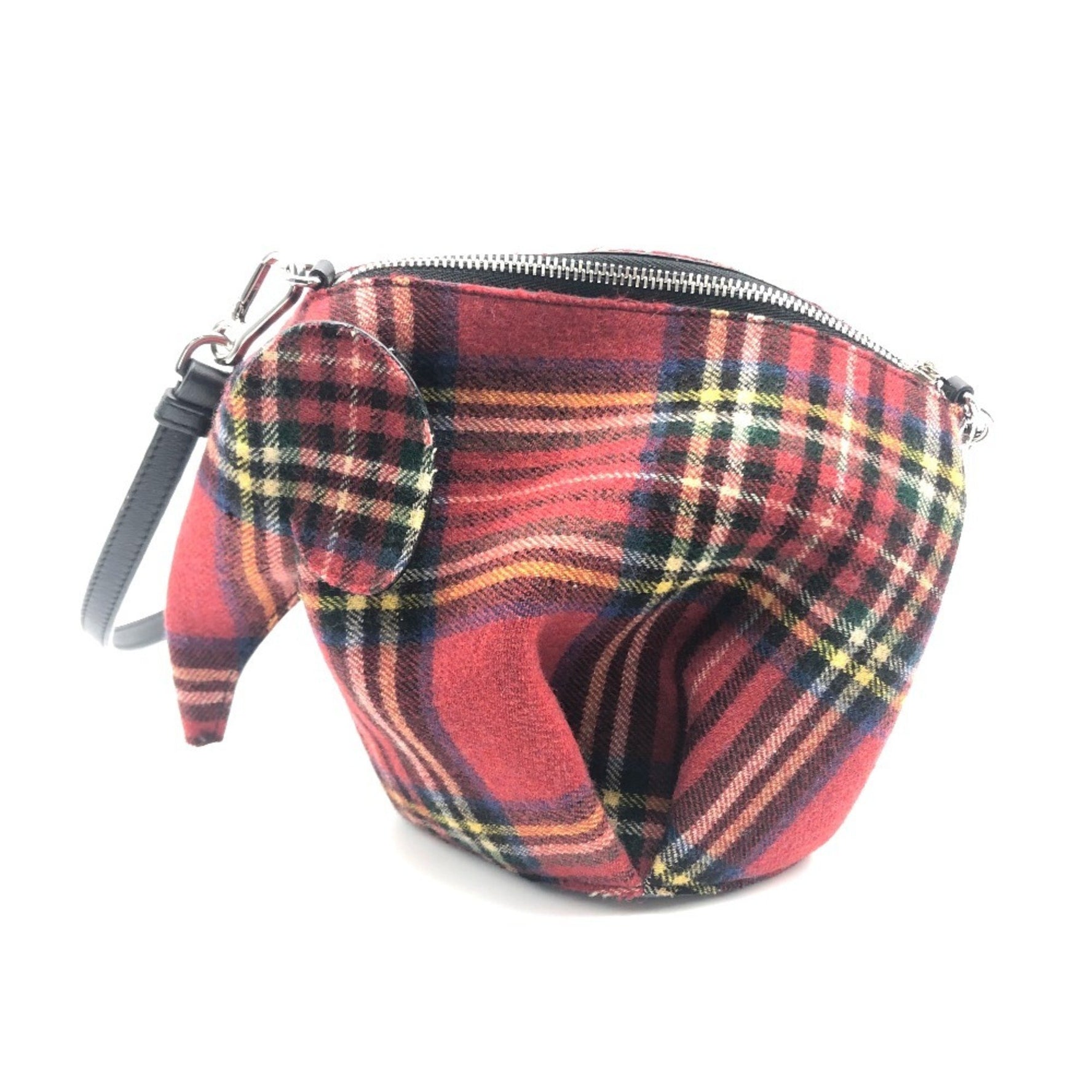 LOEWE Checkered Mini Bag, Shoulder Canvas/Leather, Red, Red and Multicolor