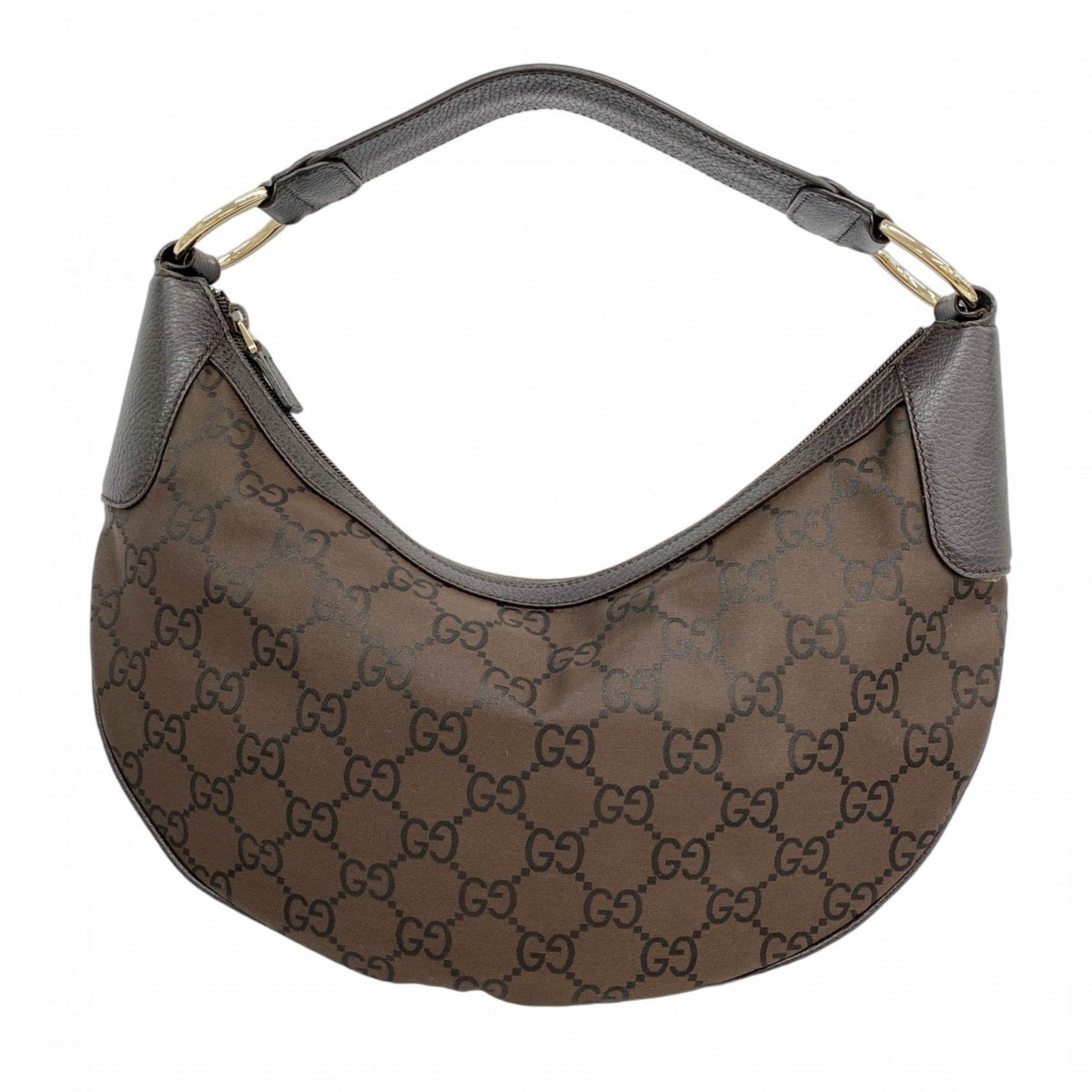 Gucci GG Nylon Shoulder Bag Brown Black Champagne