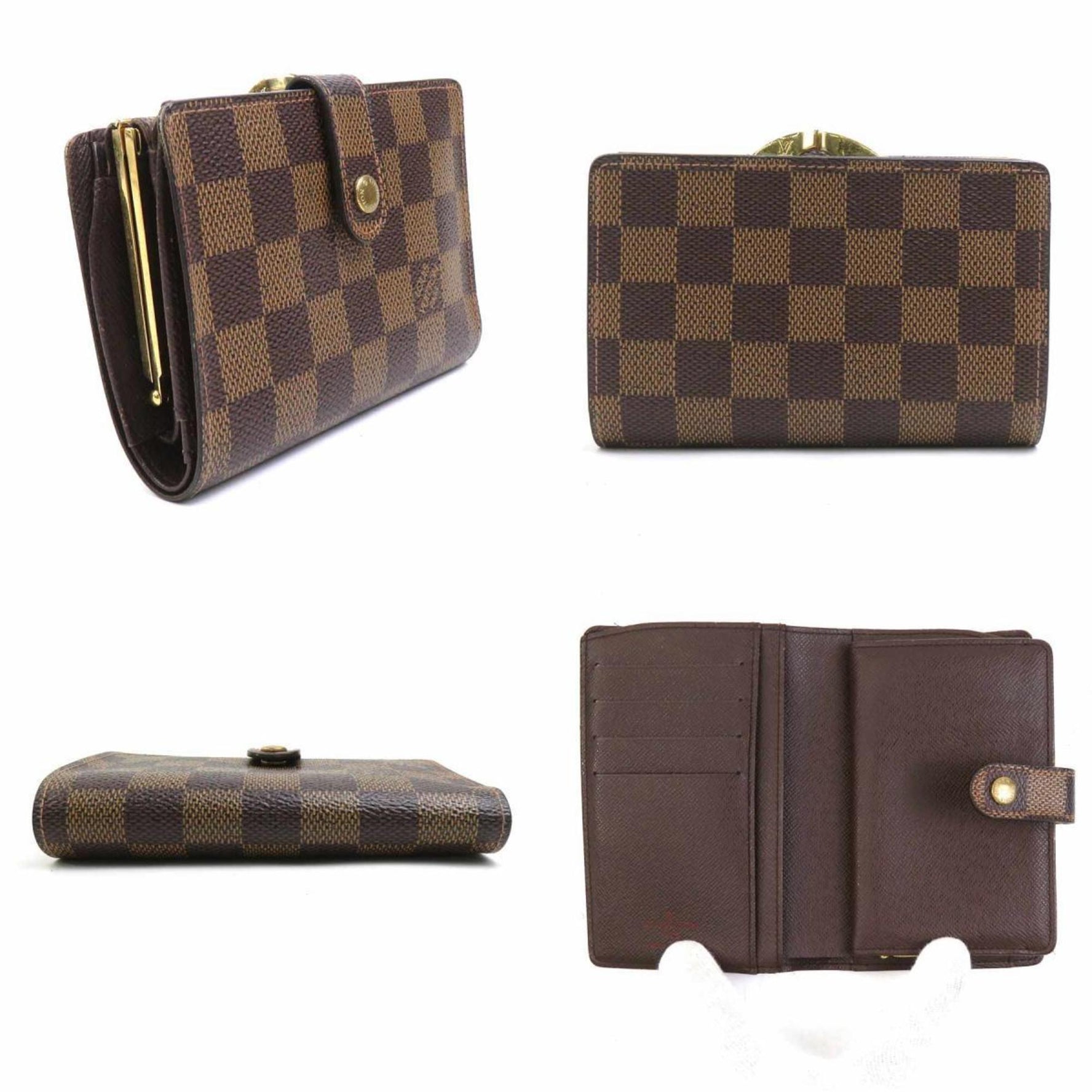 Louis Vuitton Damier Portefeuille Viennois Bifold Wallet in Canvas, Brown and Gold