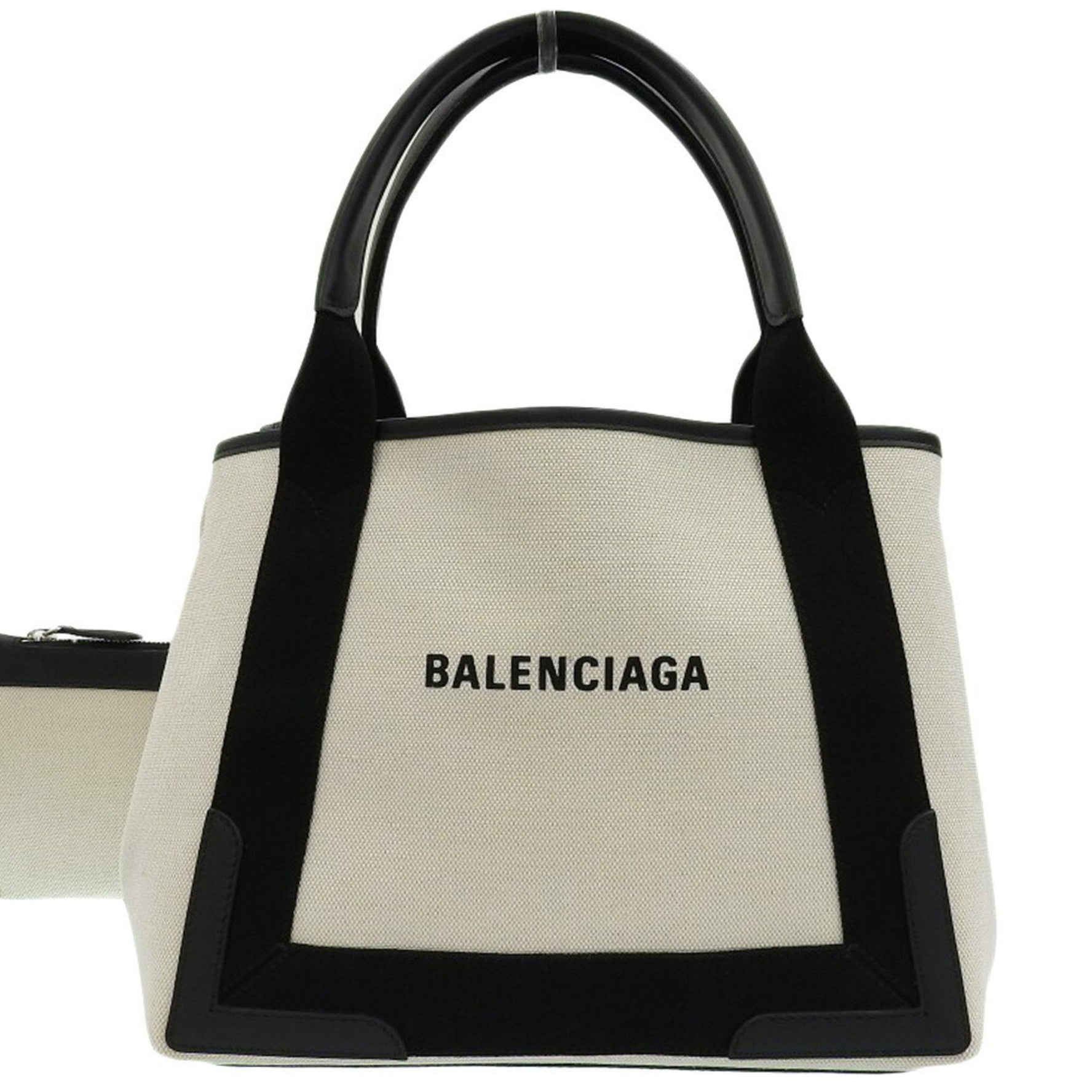 Like new BALENCIAGA Navy Cabas S 1081 X 002123 Tote bag Handbag Canvas x Leather