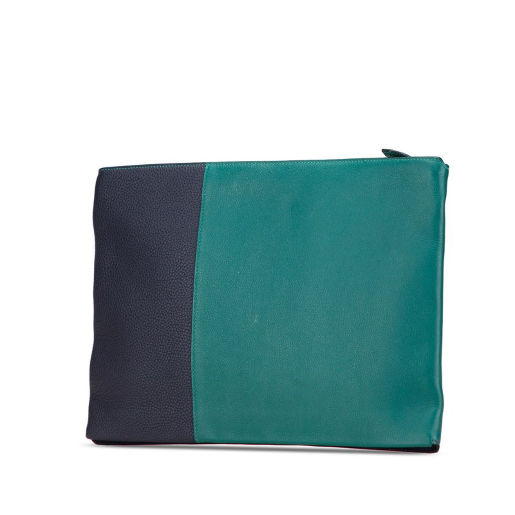 Hermes Hermès Manhattan Duo 35 Clutch Bag in Green and Navy with Silver Hardware Evercolor Togo Leather.