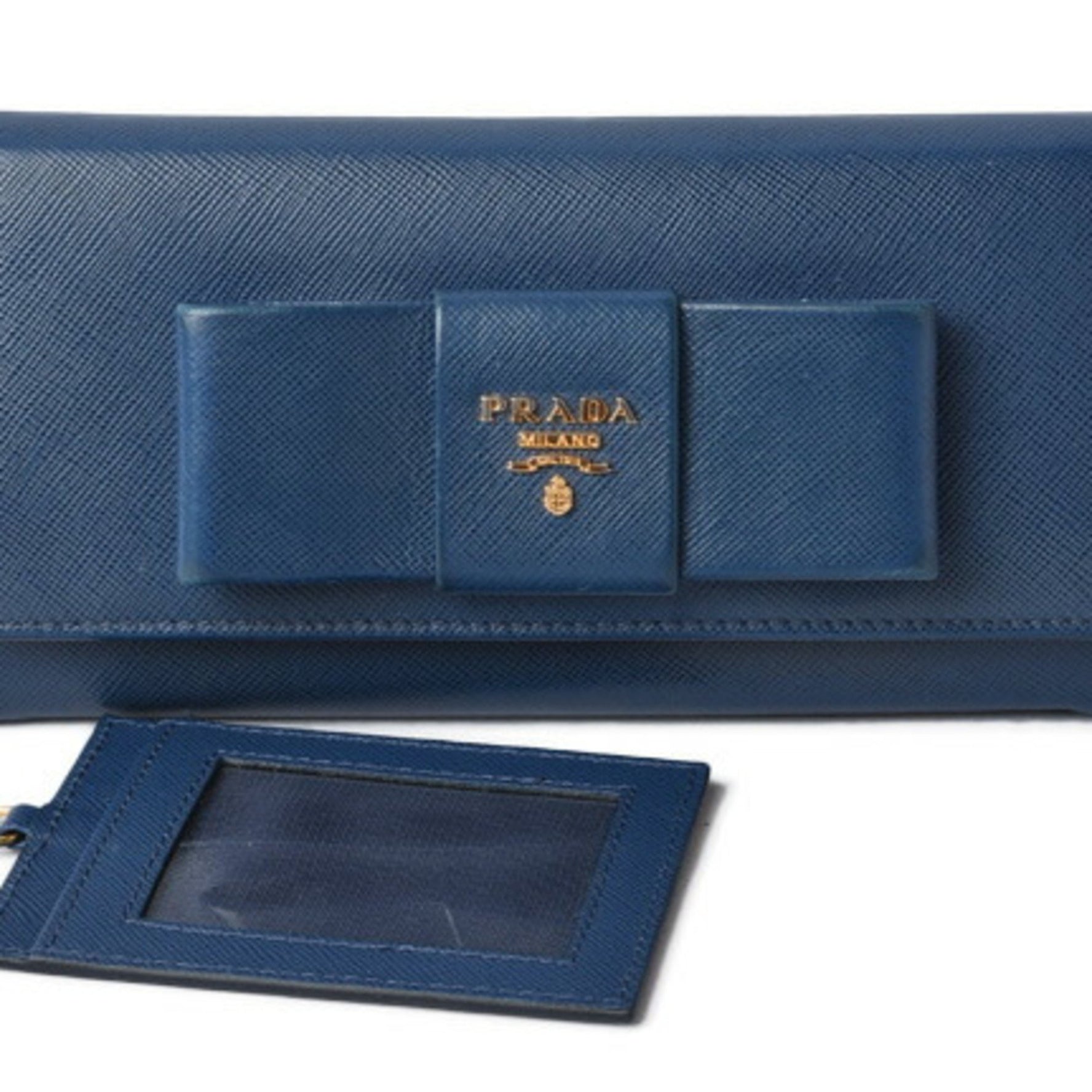 Prada wallet PRADA long 1MH132 BLUETTE blue SAFFIANO FIOCCO embossed leather