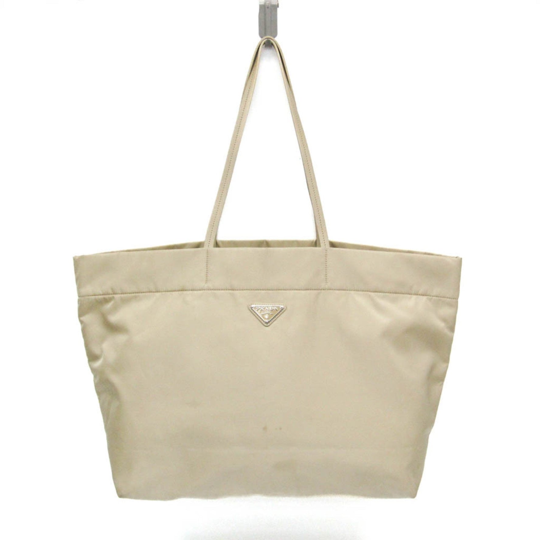 Prada RE-NYLON Women's Nylon,Leather Tote Bag Beige
