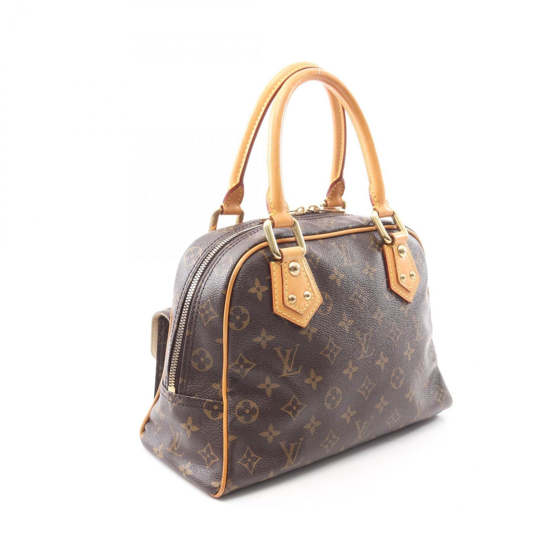 Louis Vuitton Manhattan PM Handbag, Coated Canvas and Leather, Monogram, Brown