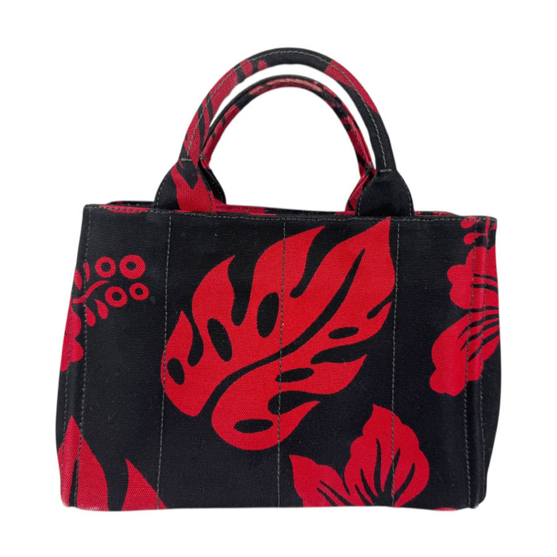 Prada Canapa Canvas Handbag Shoulder Bag, Black/Red