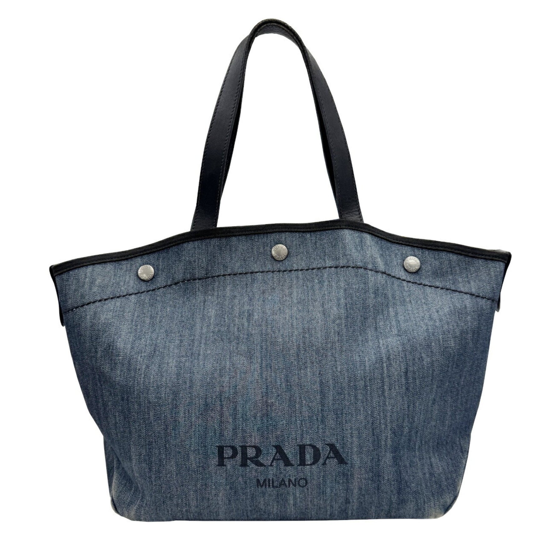 PRADA Denim Leather Tote Bag Handbag