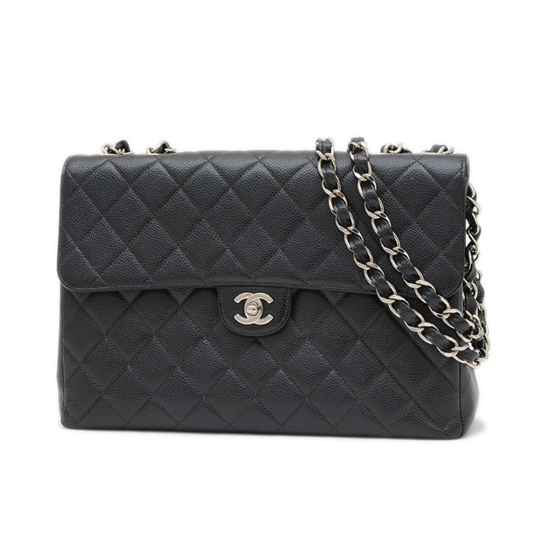 Chanel Deca Matelasse 30 Chain Shoulder Bag in Caviar with Silver Hardware