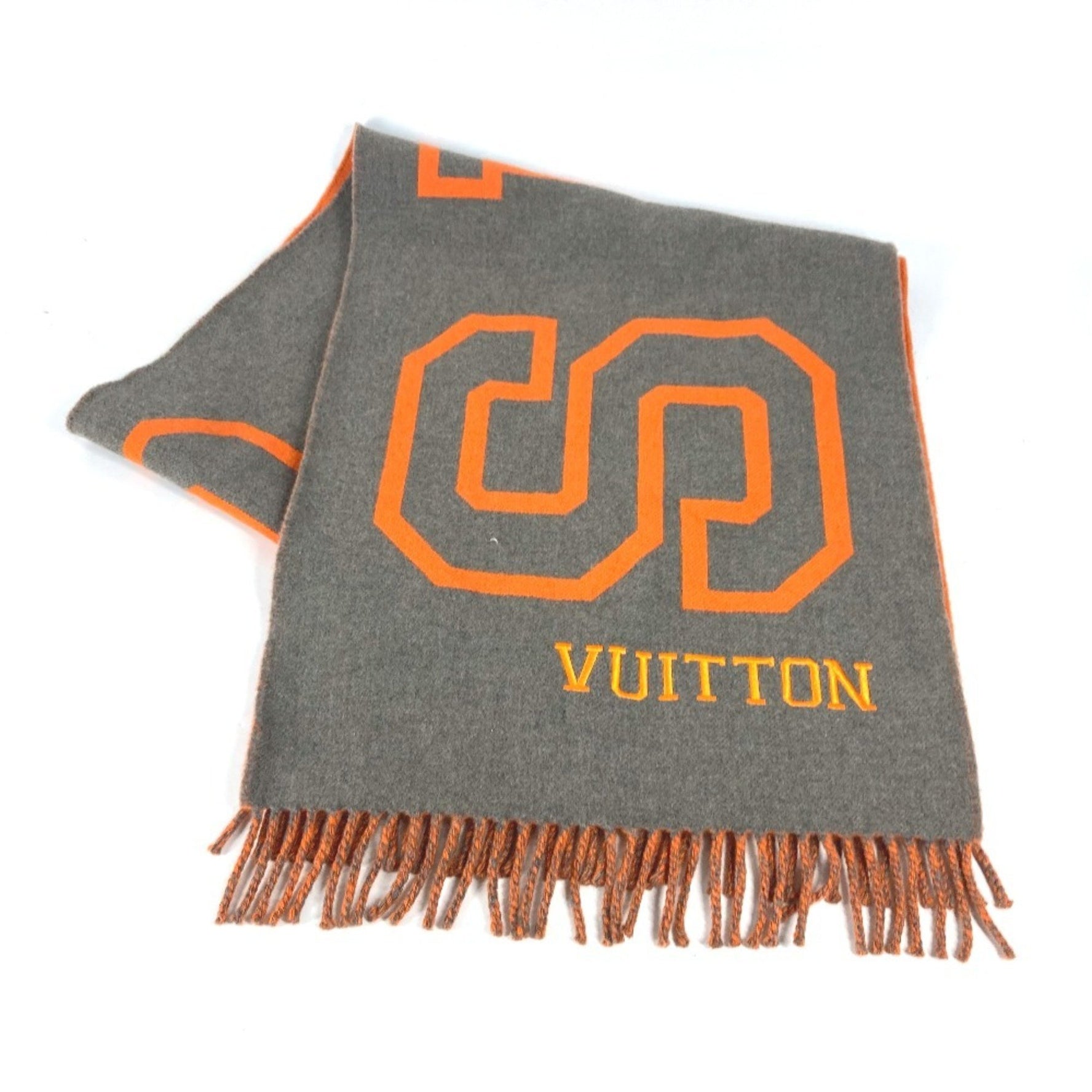 LOUIS VUITTON MP2153 Bicolor Echarpe City Fluo Scarf Wool Cashmere Men's Orange