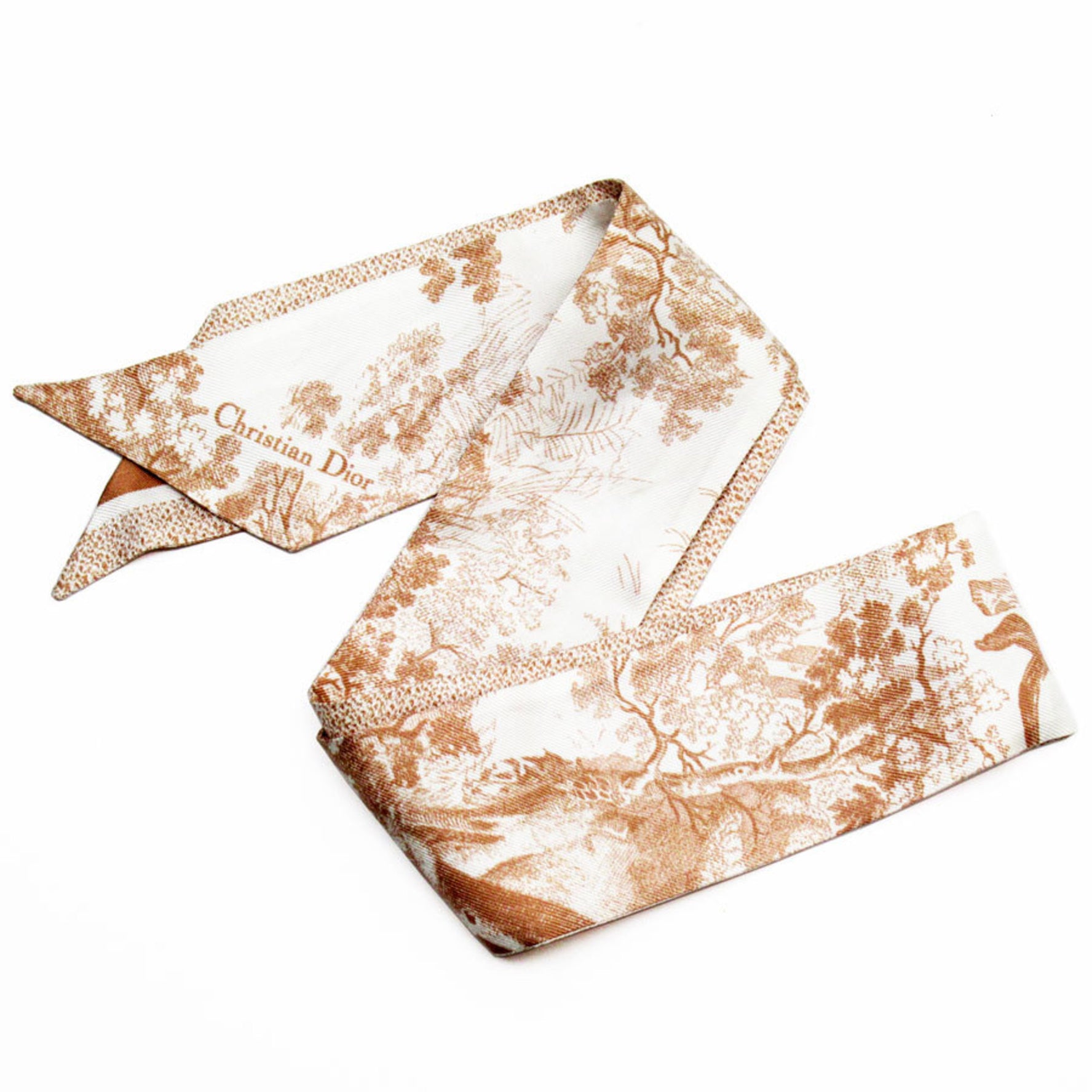 Christian Dior Scarf/Muffler Ribbon Silk Light Brown