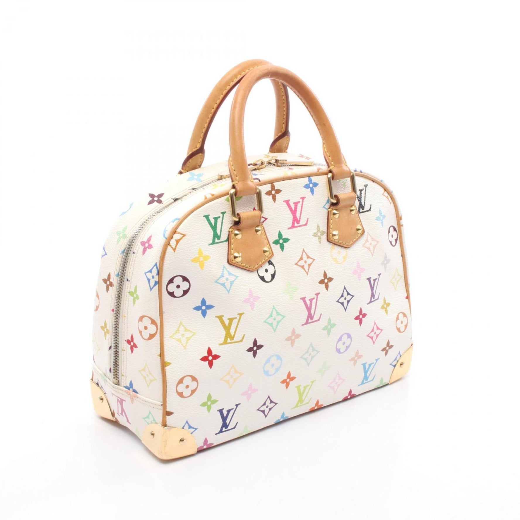 Louis Vuitton Trouville Handbag in Coated Canvas and Leather, Monogram Multicolore, White