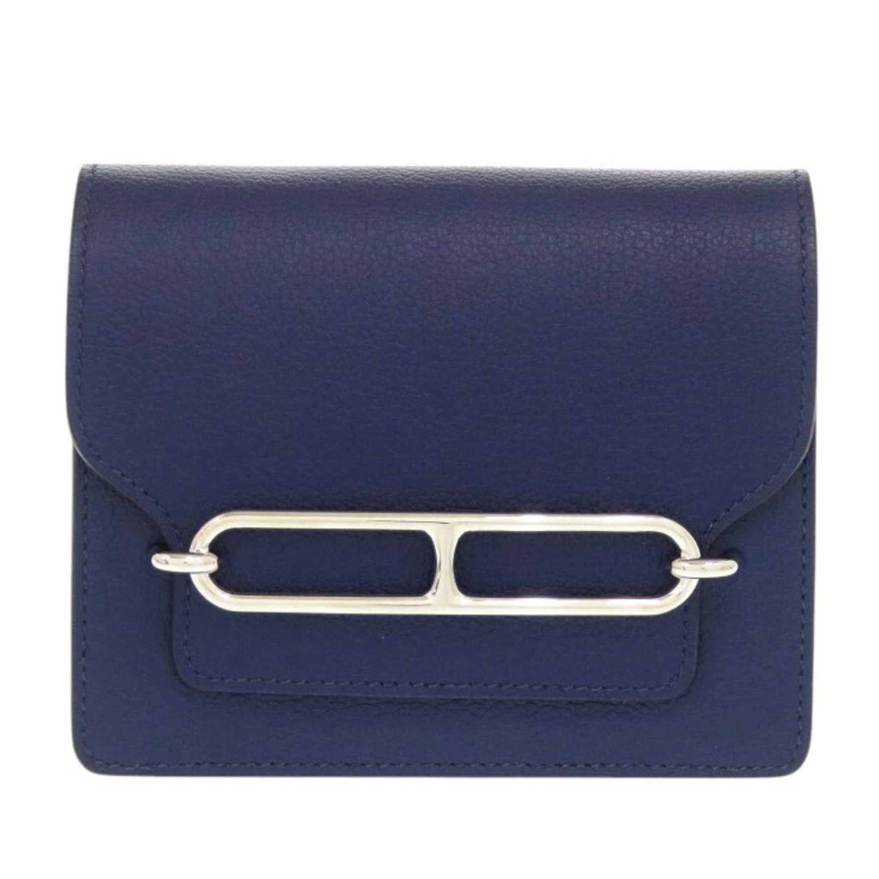 Hermes Lauris Coin Case Evercolor Blue Saphir Zephyr Z Stamp () 0441HERMES