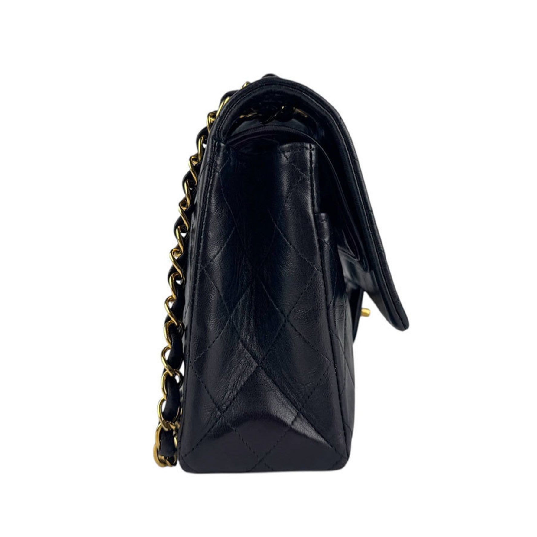 CHANEL Double Flap Matelasse Shoulder Bag in Lambskin, and Gold