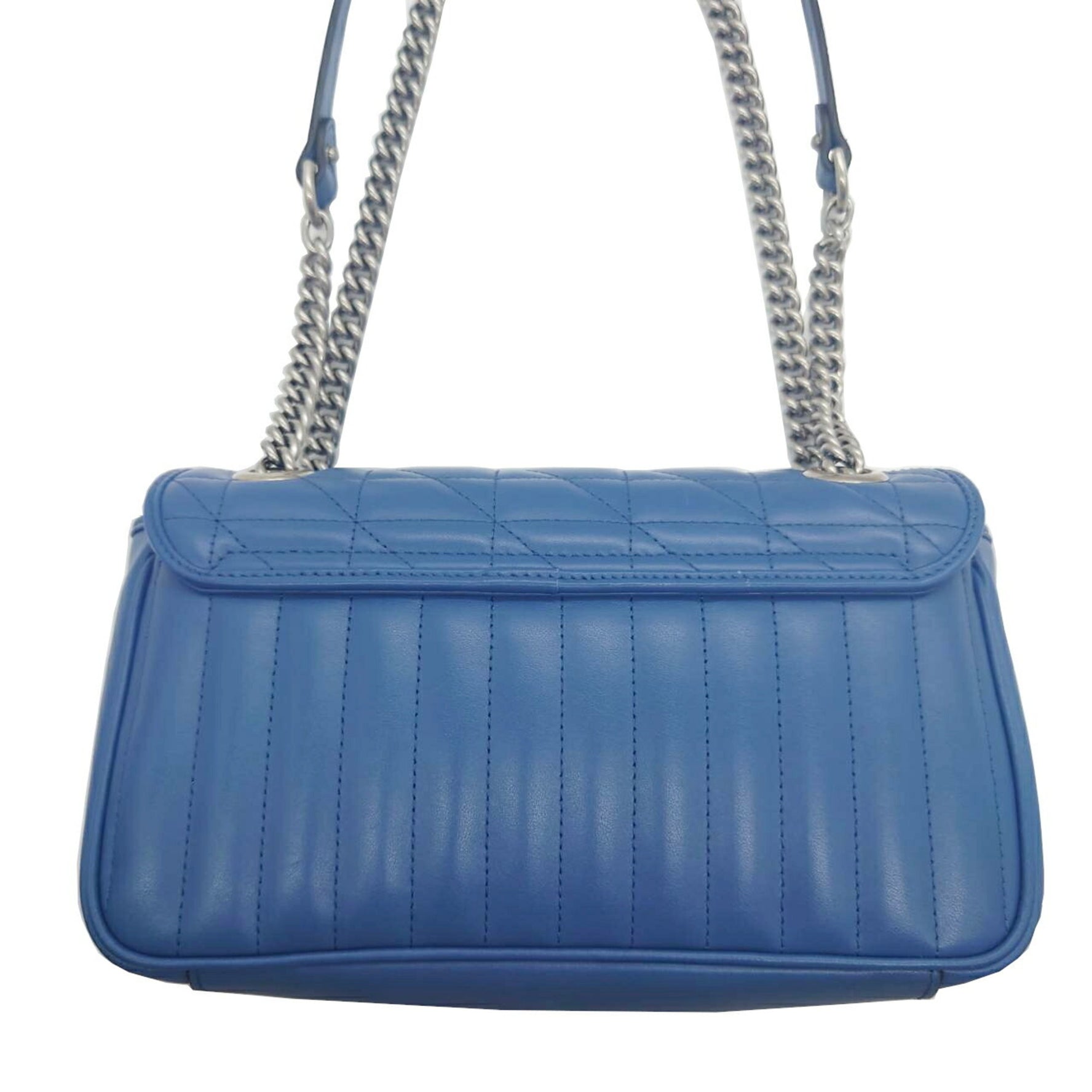 GUCCI GG Marmont Chain Shoulder Bag, Blue Leather with S-shaped Hardware