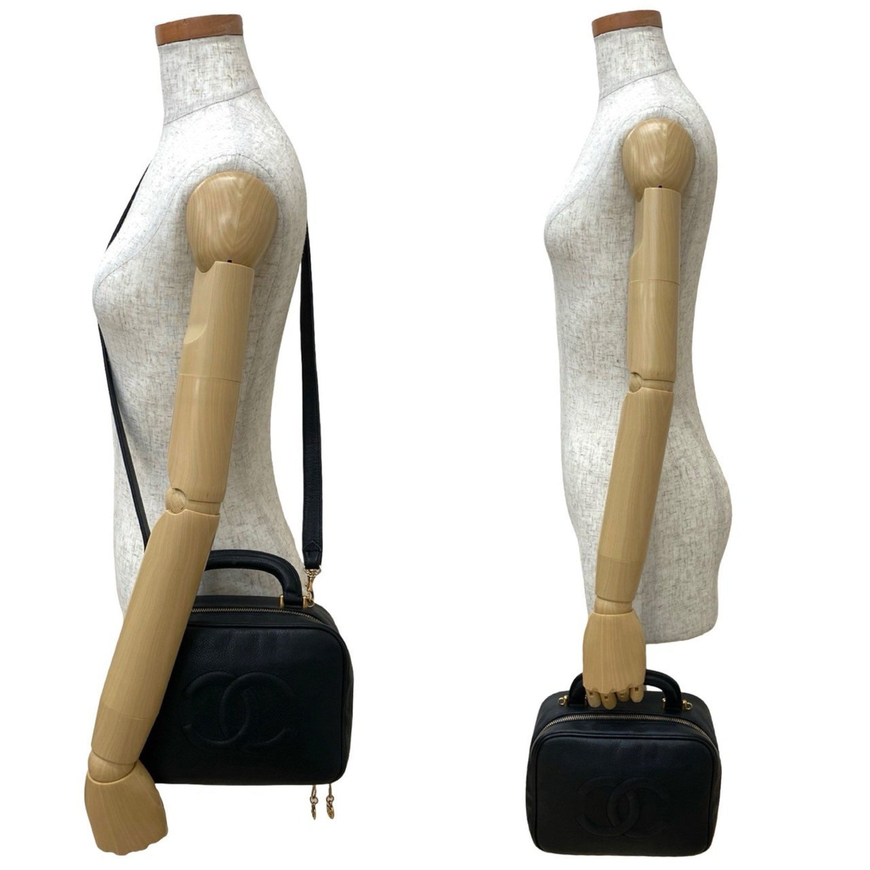 CHANEL Coco Mark Matte Caviar Leather Shoulder Bag/Handbag