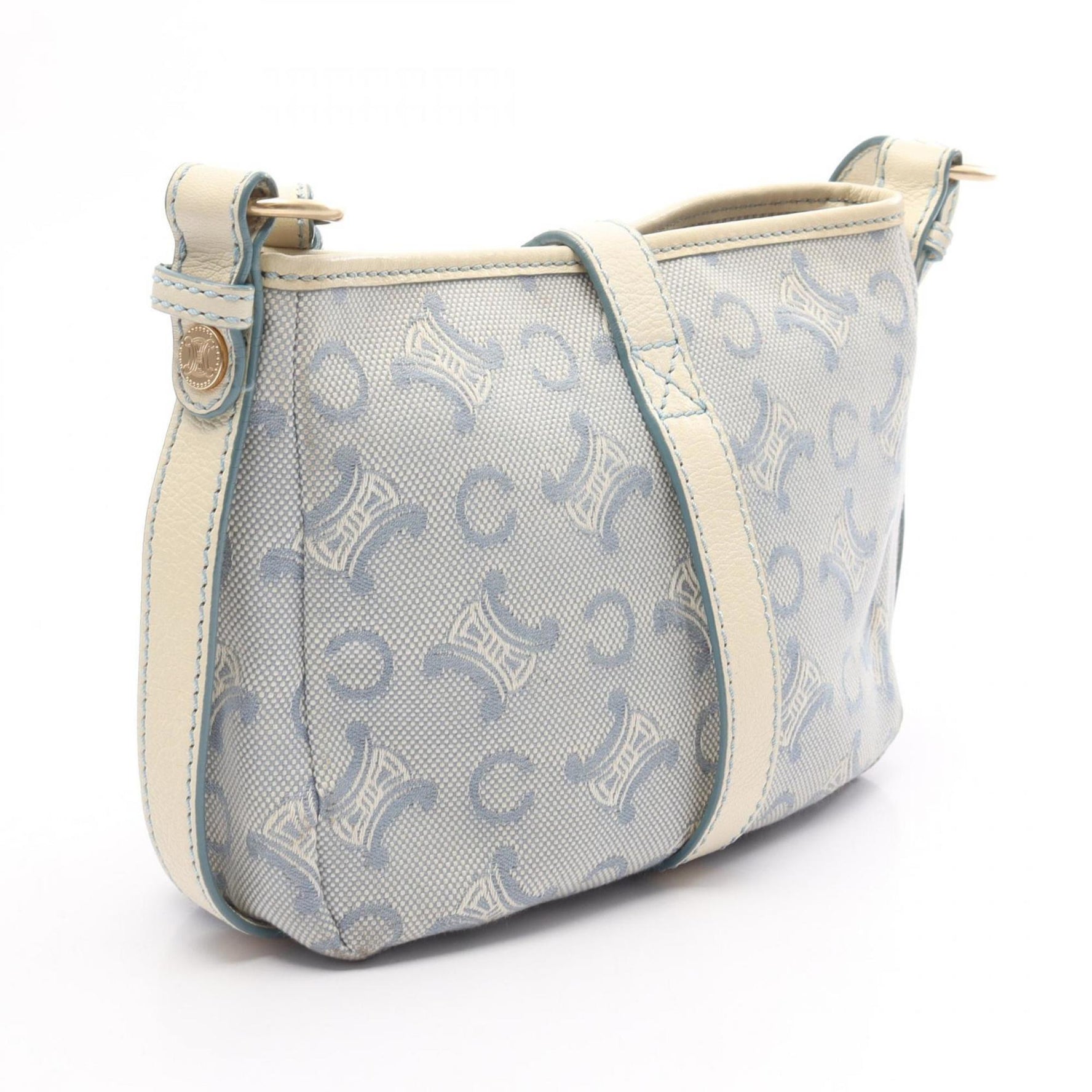 Celine C Macadam Shoulder Bag, Canvas and Leather, Blue/White