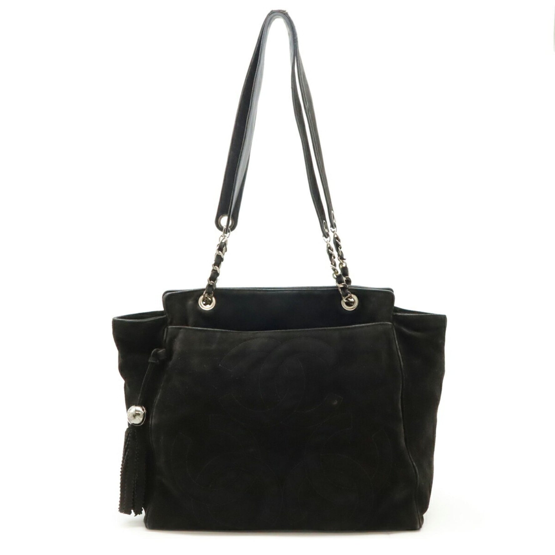CHANEL Triple Coco, Coco Ball, Mark, Tote Bag, Shoulder Tassel, Suede, Black