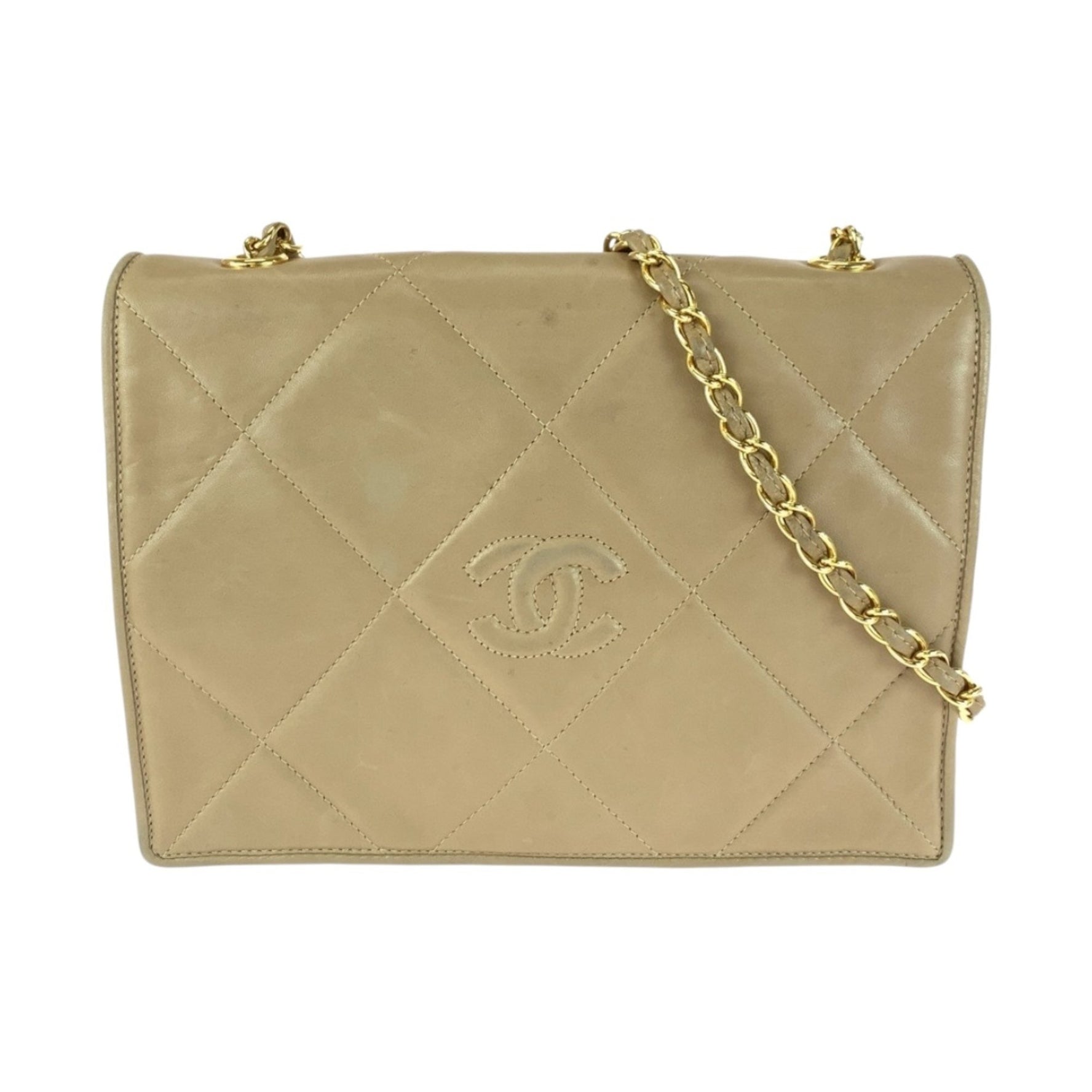 CHANEL Matelasse Coco Mark Lambskin Chain Shoulder Bag with Gold Hardware