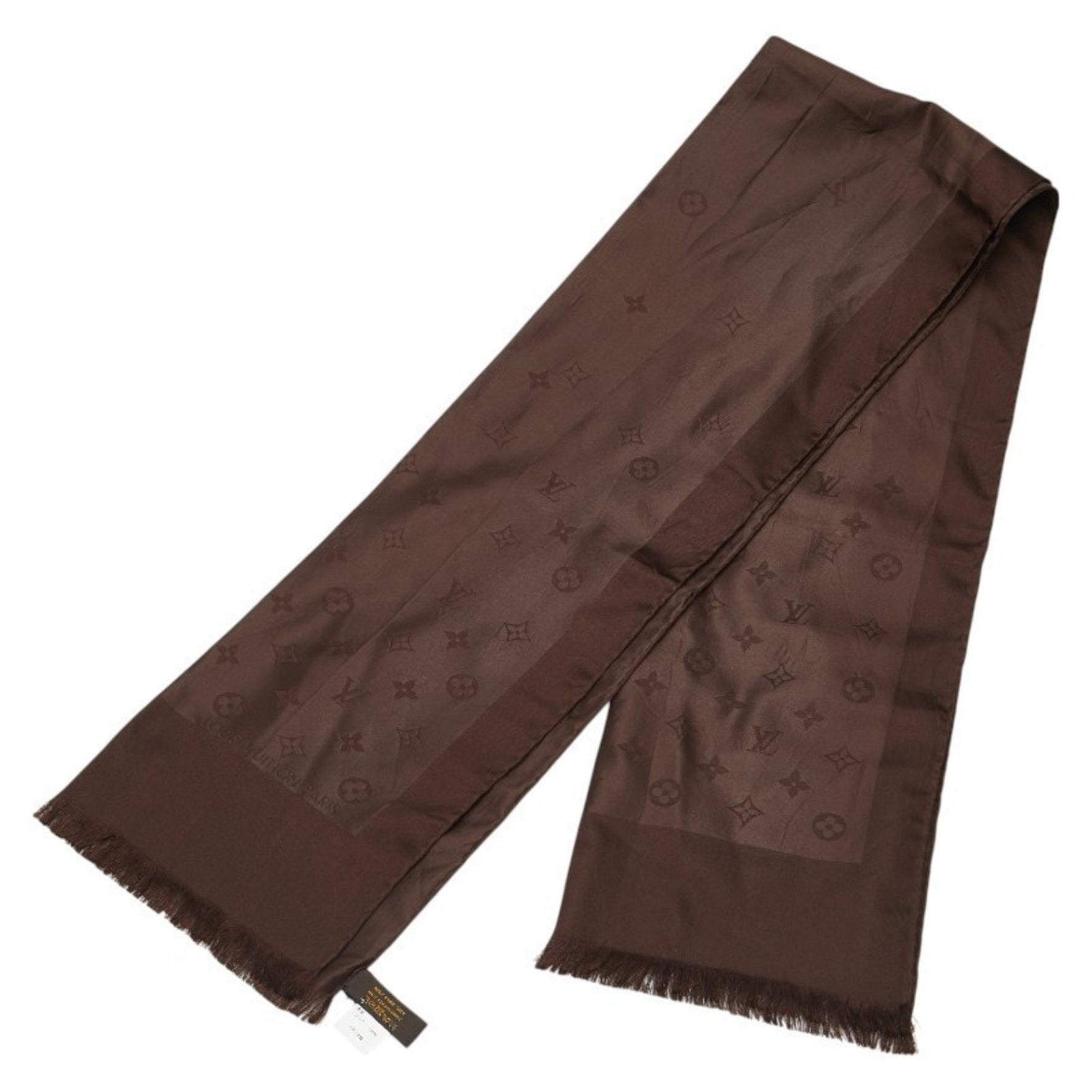 Louis Vuitton Monogram Monaco Stole, Brown Silk, Women's