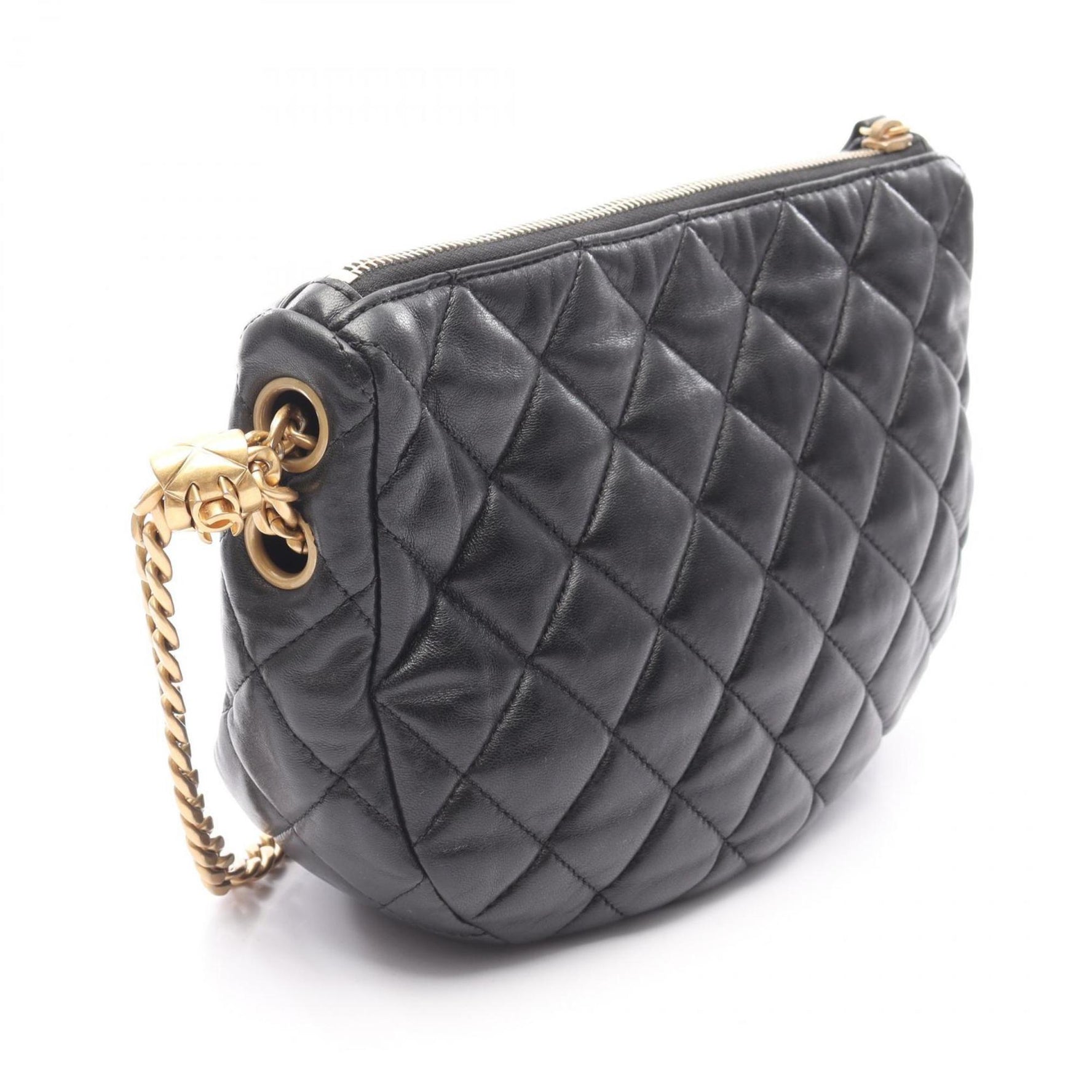 CHANEL Matelasse Small Hobo Bag Shoulder in Lambskin Leather, Black