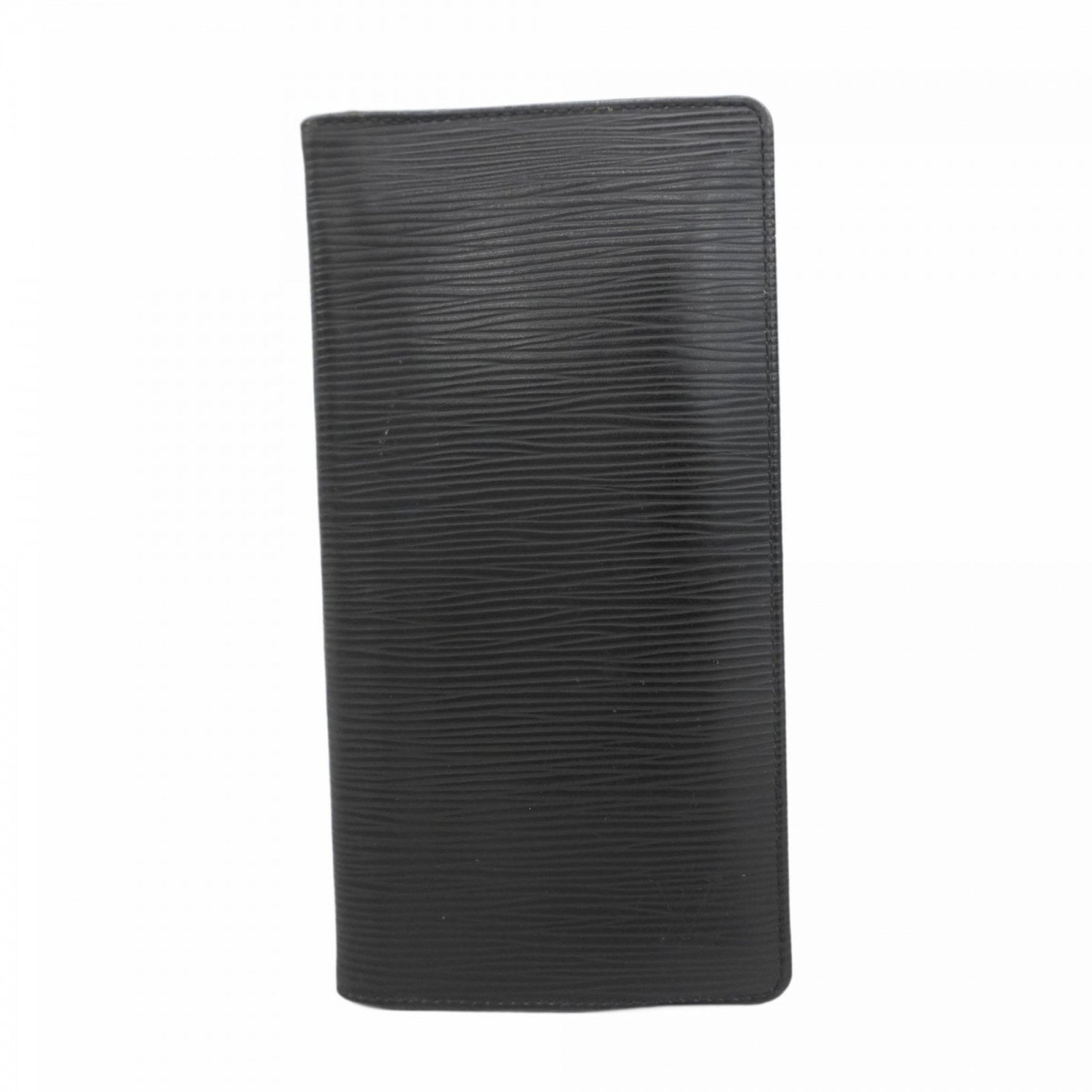 Louis Vuitton Epi Leather Long Wallet, Portefeuille Brazza M66542, Noir, Men's