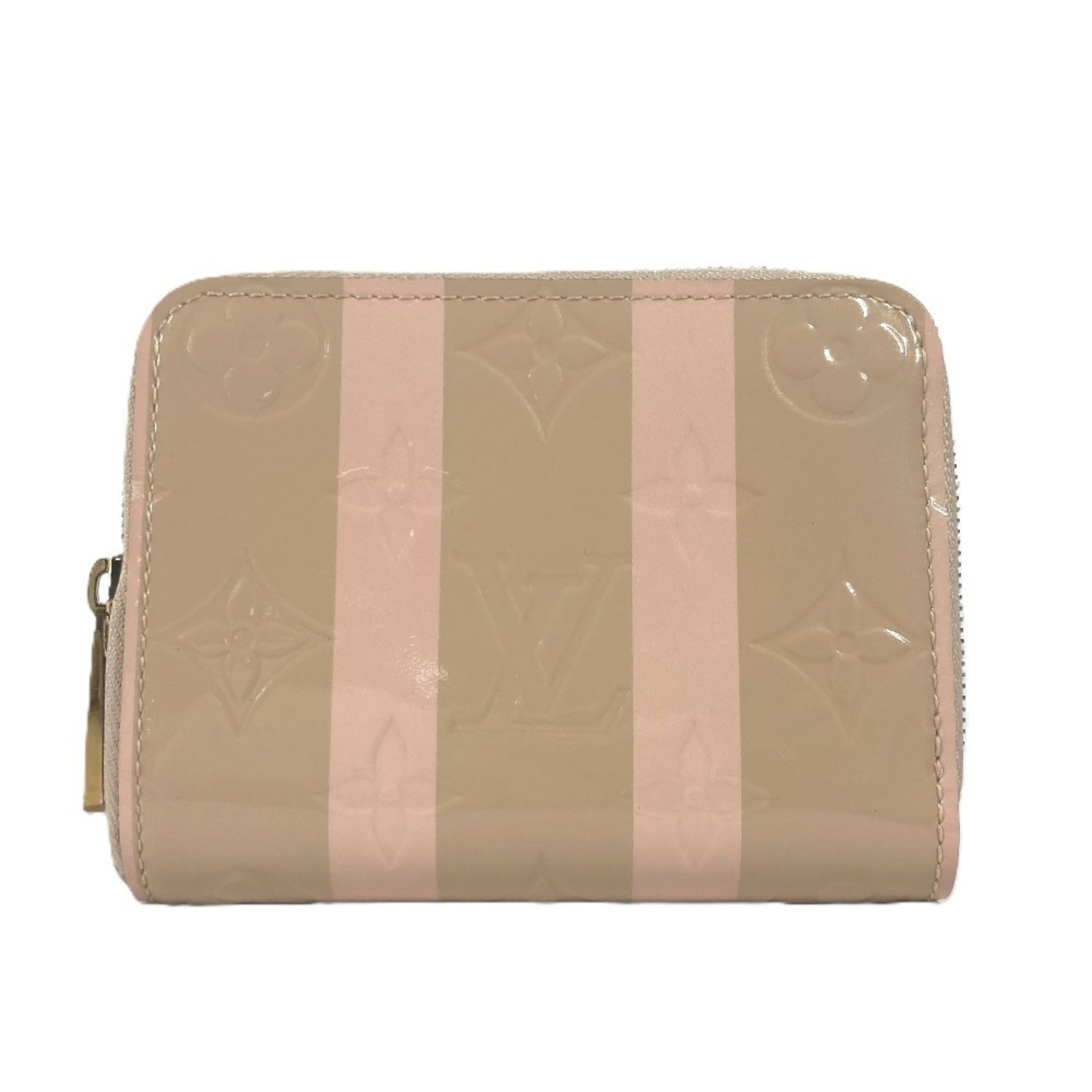 Louis Vuitton Monogram Vernis Rayure Zipper Coin Purse Wallet Stripe Wallet/Coin Case Beige