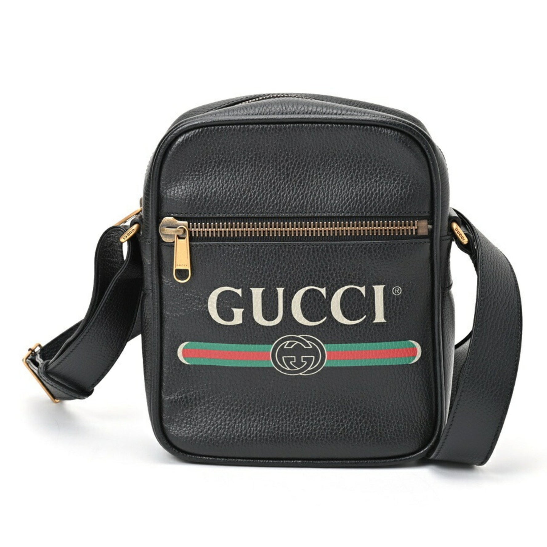 GUCCI Gucci Print Shoulder Bag Leather Black S-156718
