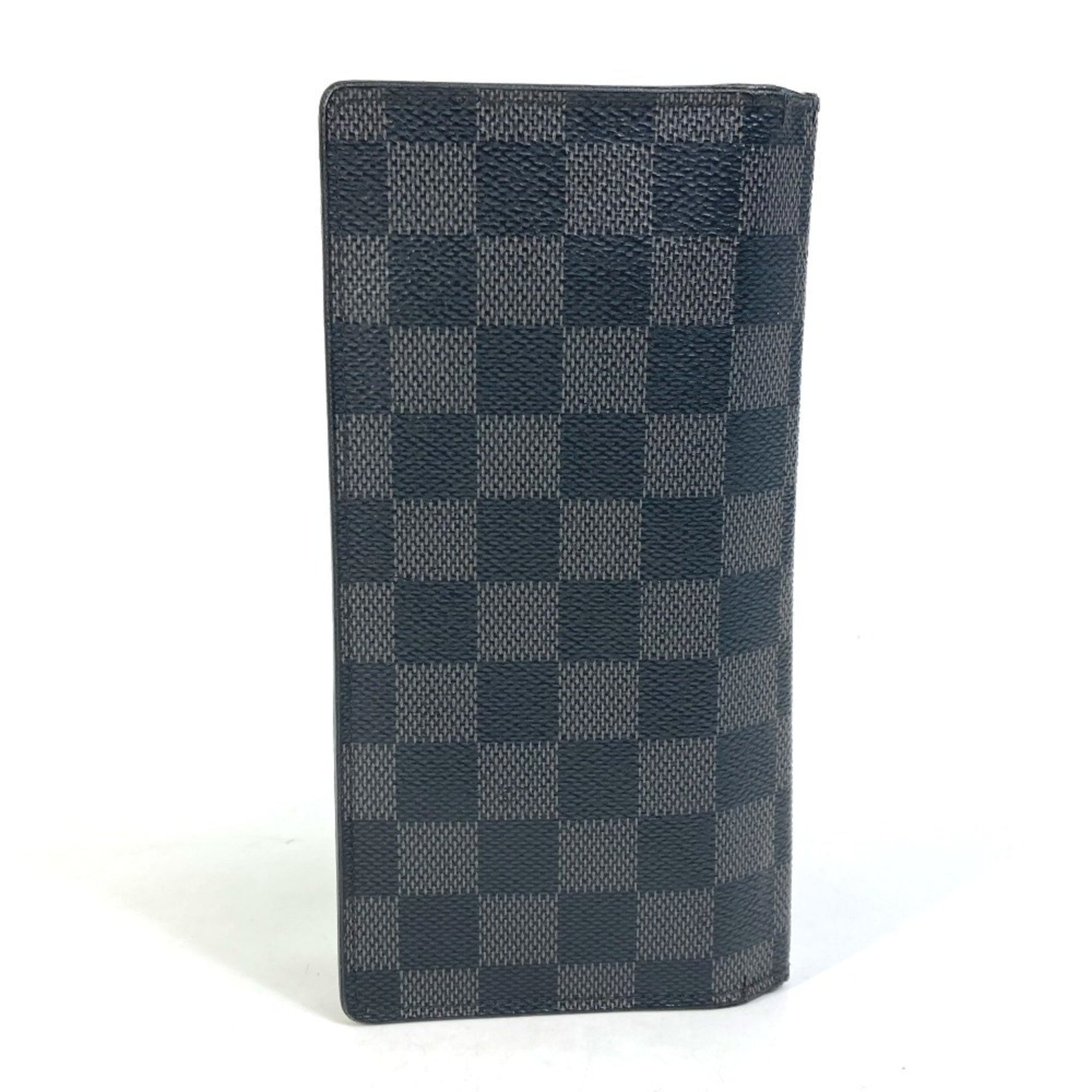 LOUIS VUITTON N62655 Damier Graphite Portefeuille Brazza Old Model Bifold Long Wallet in Canvas, Men's, Black